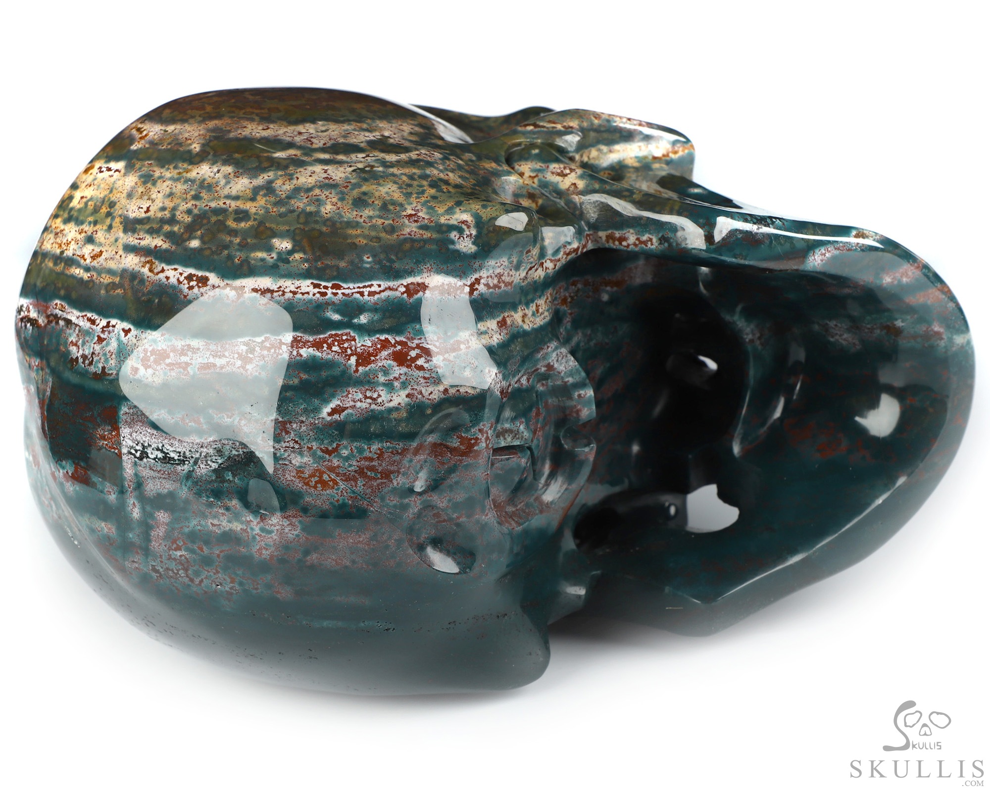 Lifesized 7.4" Bloodstone Hand Carved Crystal Skull, Super Realistic, Crystal Healing Lifesized 7.4" Bloodstone Hand Carved Crystal Skull, Super Realistic, Crystal Healing