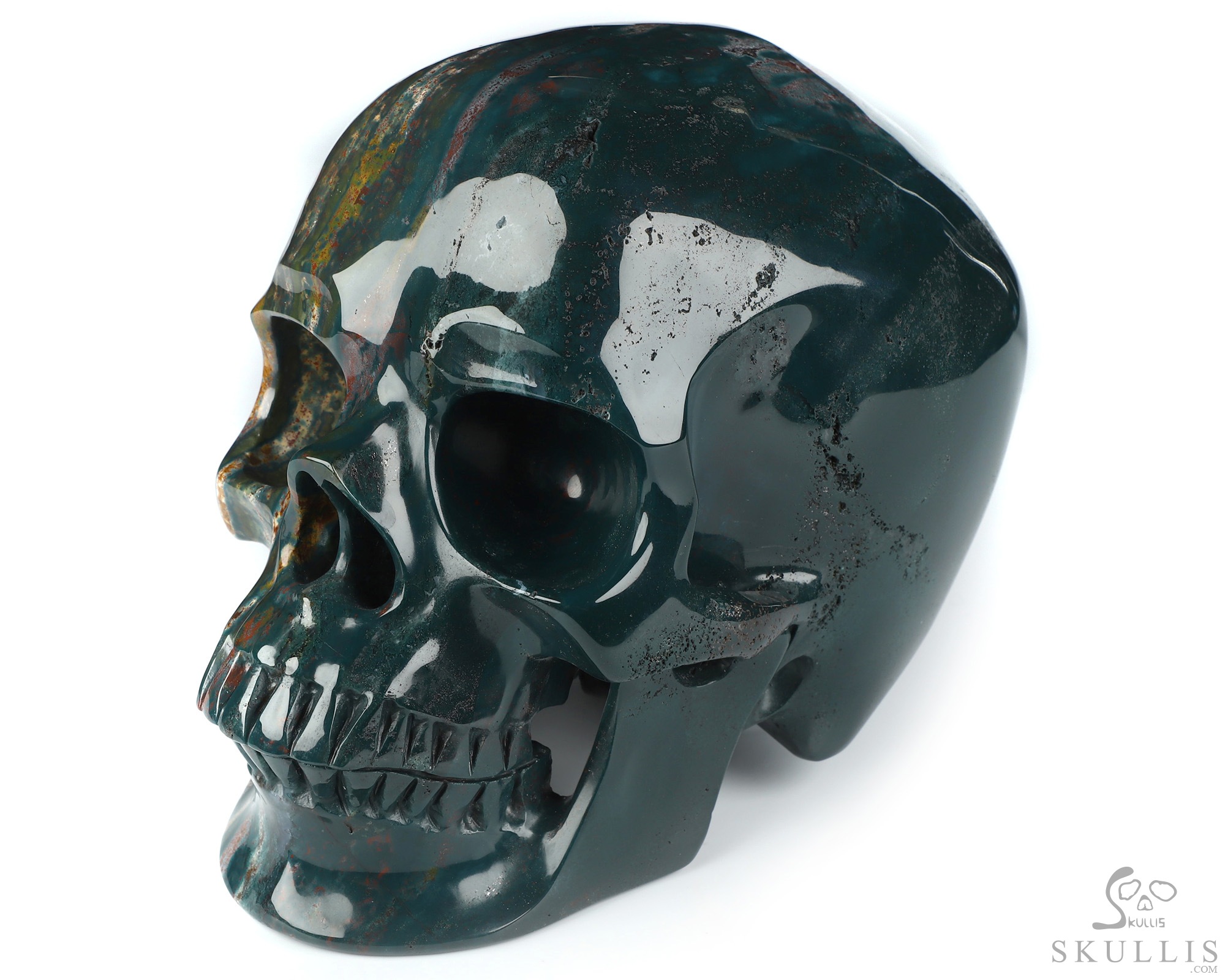 Lifesized 7.4" Bloodstone Hand Carved Crystal Skull, Super Realistic, Crystal Healing Lifesized 7.4" Bloodstone Hand Carved Crystal Skull, Super Realistic, Crystal Healing