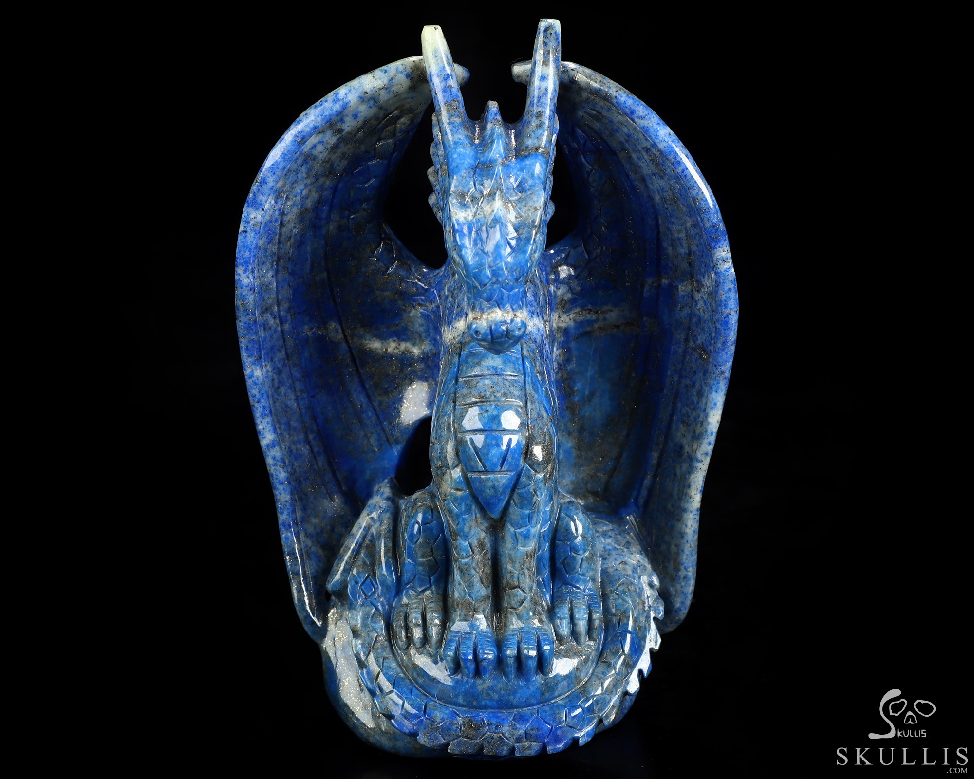 Gemstone 5.2" Lapis Lazuli Hand Carved Crystal Dragon Fine Art Sculpture, Crystal Healing Gemstone 5.2" Lapis Lazuli Hand Carved Crystal Dragon Fine Art Sculpture, Crystal Healing