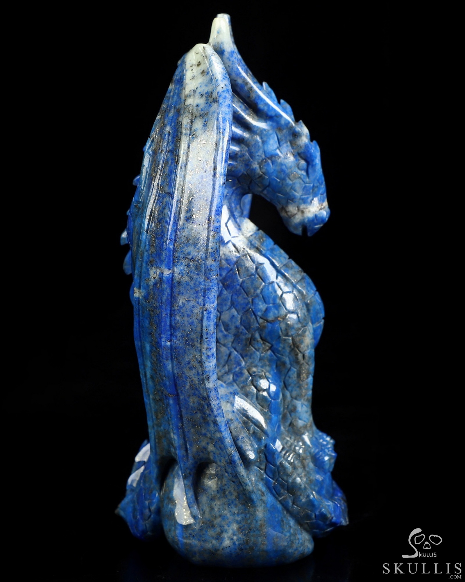 Gemstone 5.2" Lapis Lazuli Hand Carved Crystal Dragon Fine Art Sculpture, Crystal Healing Gemstone 5.2" Lapis Lazuli Hand Carved Crystal Dragon Fine Art Sculpture, Crystal Healing