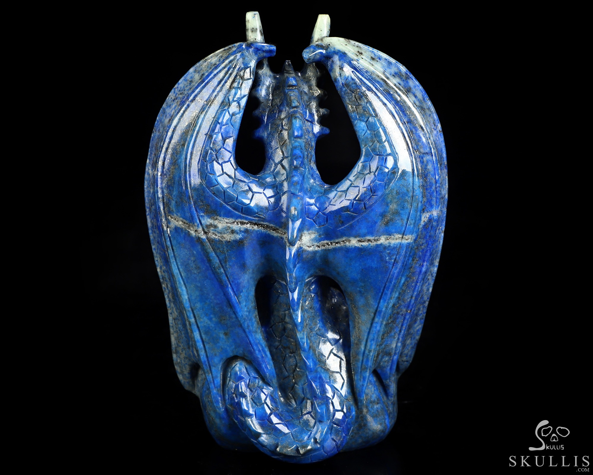 Gemstone 5.2" Lapis Lazuli Hand Carved Crystal Dragon Fine Art Sculpture, Crystal Healing Gemstone 5.2" Lapis Lazuli Hand Carved Crystal Dragon Fine Art Sculpture, Crystal Healing