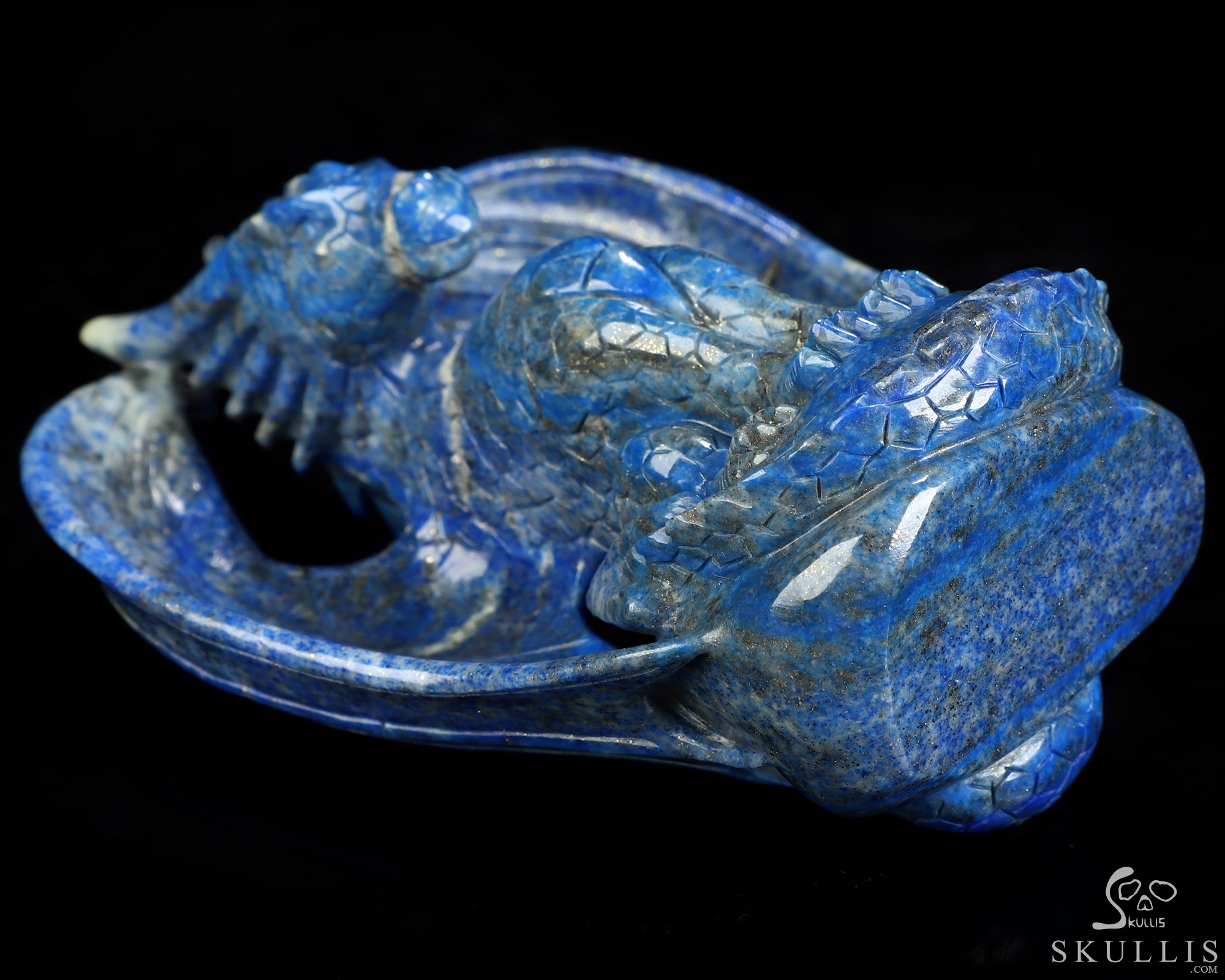 Gemstone 5.2" Lapis Lazuli Hand Carved Crystal Dragon Fine Art Sculpture, Crystal Healing Gemstone 5.2" Lapis Lazuli Hand Carved Crystal Dragon Fine Art Sculpture, Crystal Healing