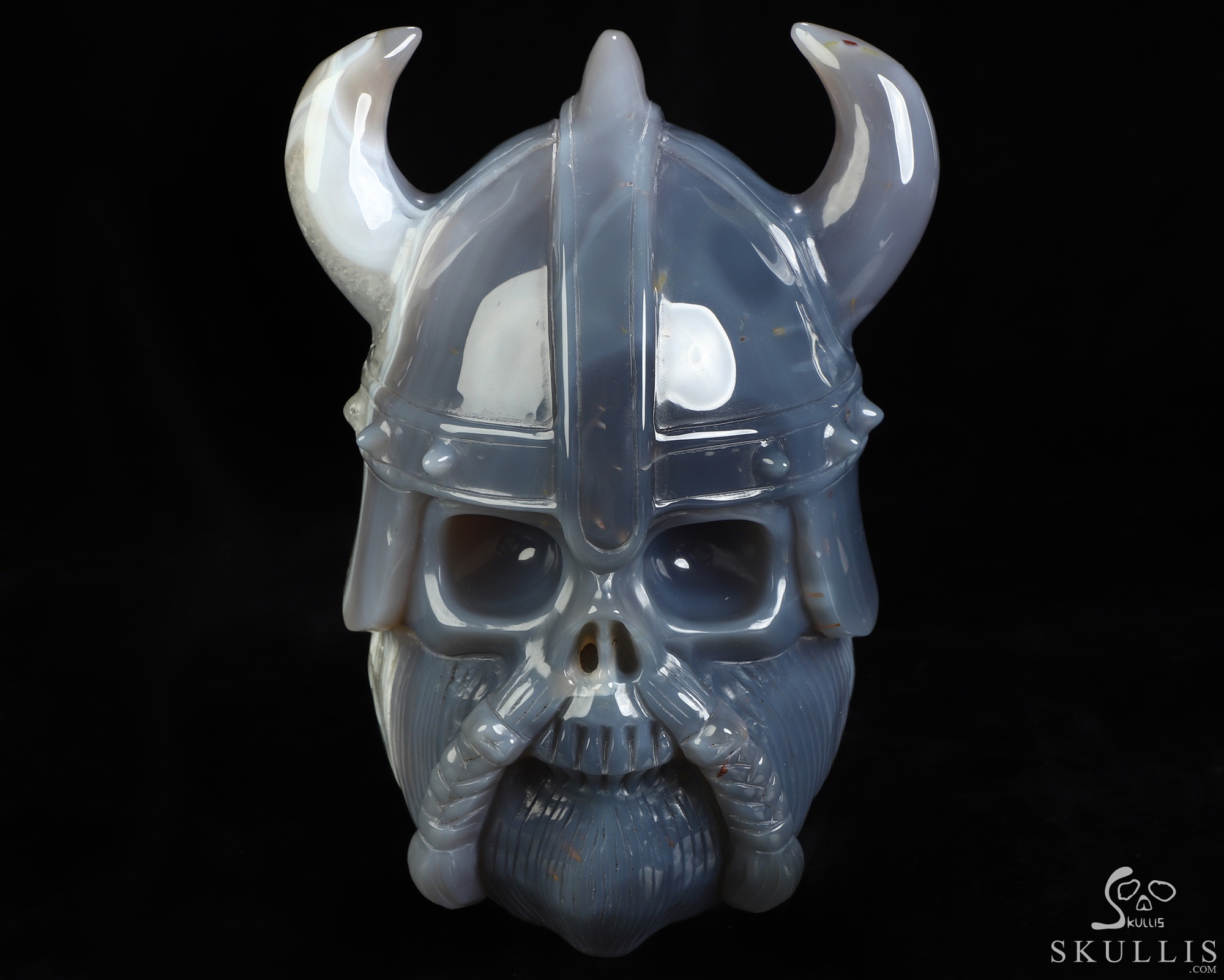 Viking Skull, 6.8" Premium Brazilian Agate Hand Carved Crystal Skull Fine Art Sculpture, Crystal Healing Viking Skull, 6.8" Premium Brazilian Agate Hand Carved Crystal Skull Fine Art Sculpture, Crystal Healing