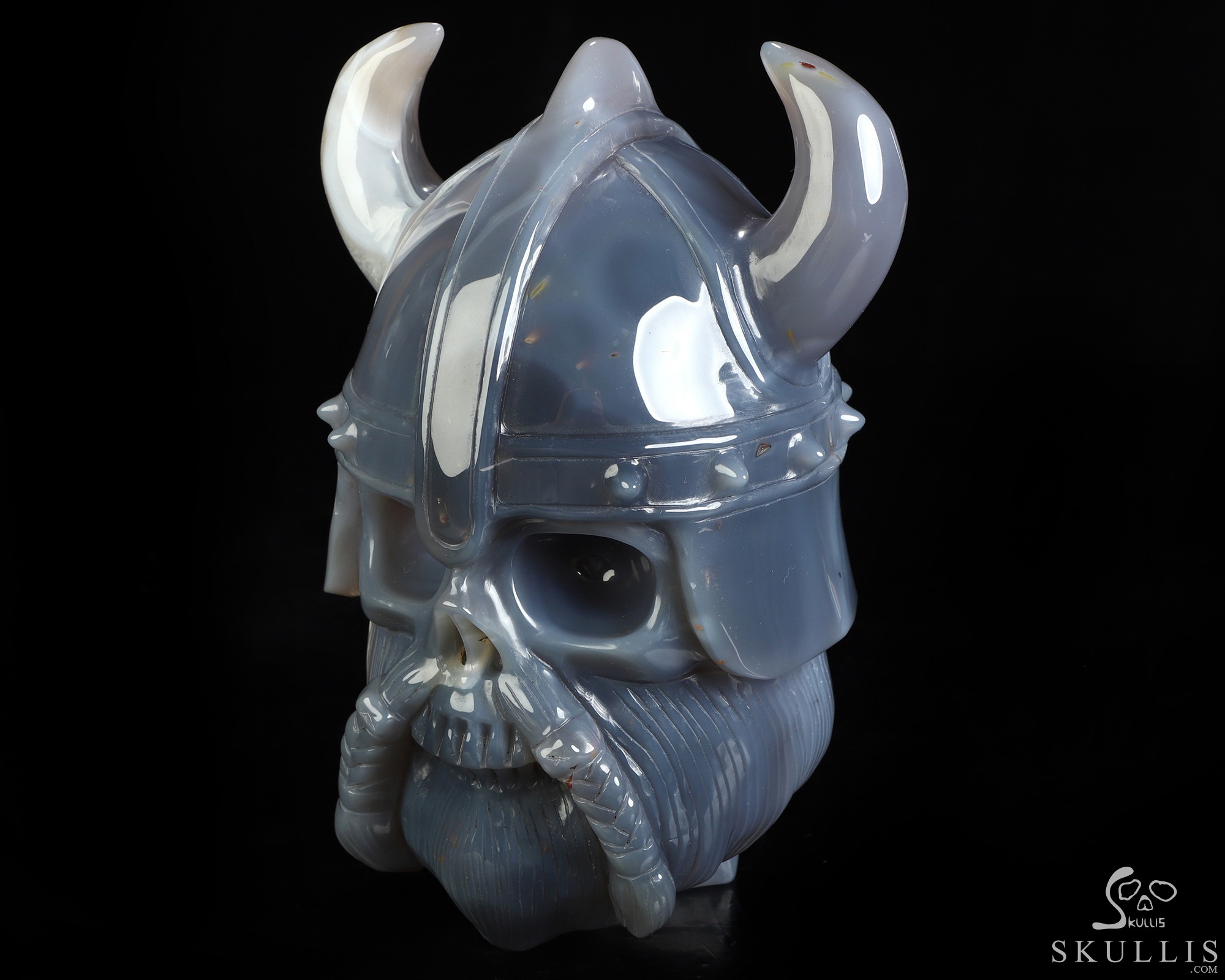 Viking Skull, 6.8" Premium Brazilian Agate Hand Carved Crystal Skull Fine Art Sculpture, Crystal Healing Viking Skull, 6.8" Premium Brazilian Agate Hand Carved Crystal Skull Fine Art Sculpture, Crystal Healing