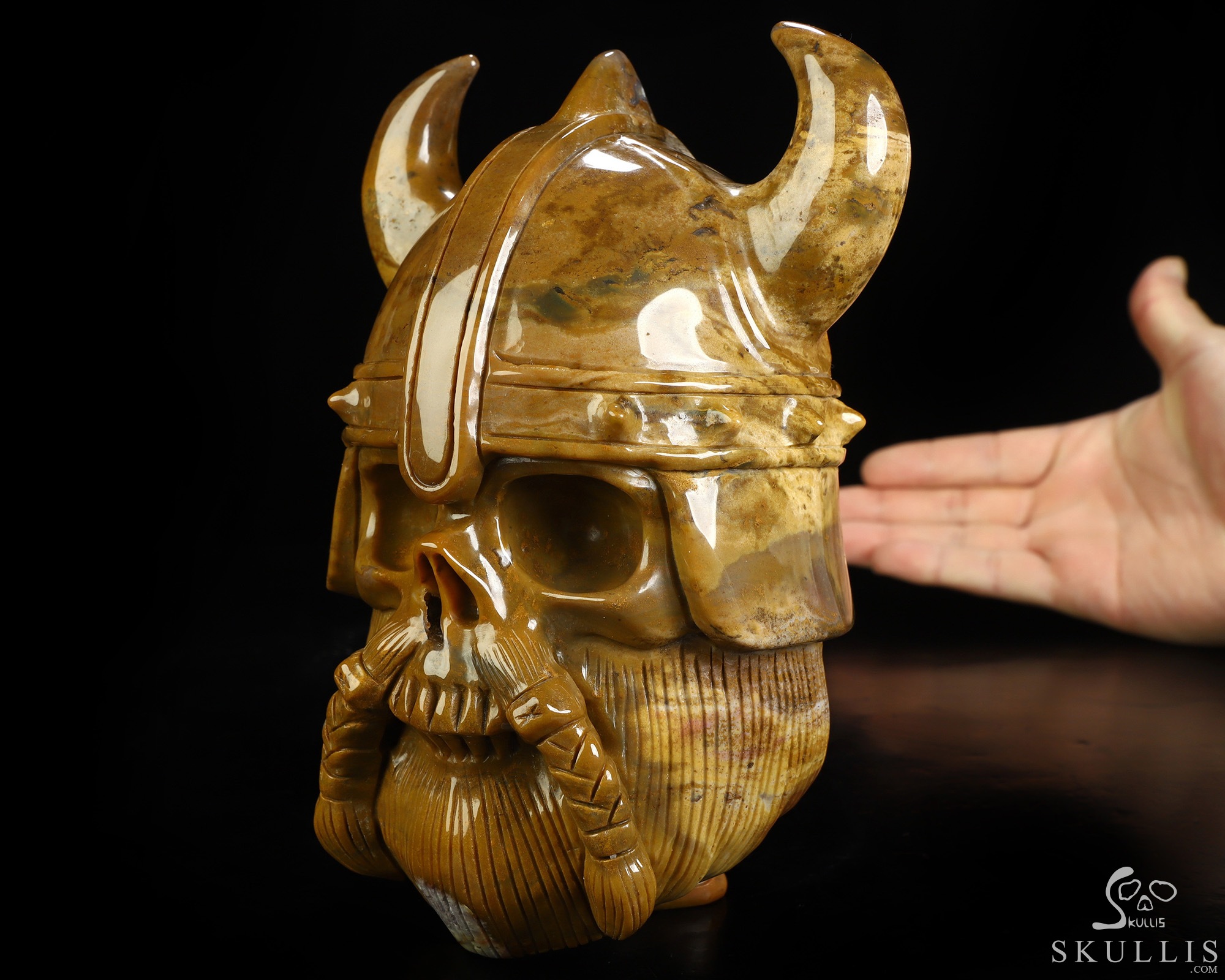 Viking Skull, 6.8" Indian Agate Hand Carved Crystal Skull Fine Art Sculpture, Crystal Healing Viking Skull, 6.8" Indian Agate Hand Carved Crystal Skull Fine Art Sculpture, Crystal Healing