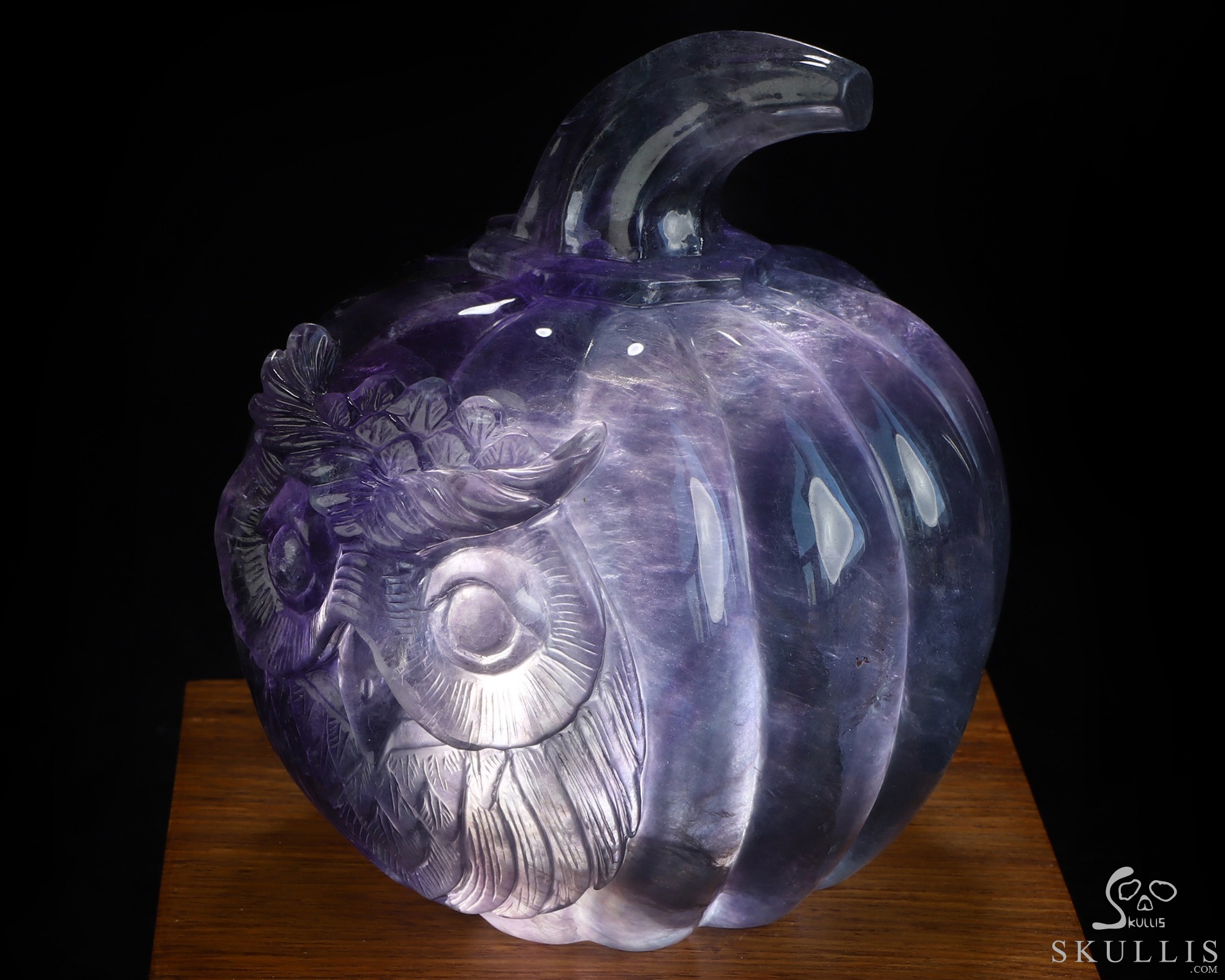 5.2" Fluorite Hand Carved Hollow Crystal Owl Pumpkin Fine Art Sculpture Lamp/Light, Crystal Healing 5.2" Fluorite Hand Carved Hollow Crystal Owl Pumpkin Fine Art Sculpture Lamp/Light, Crystal Healing
