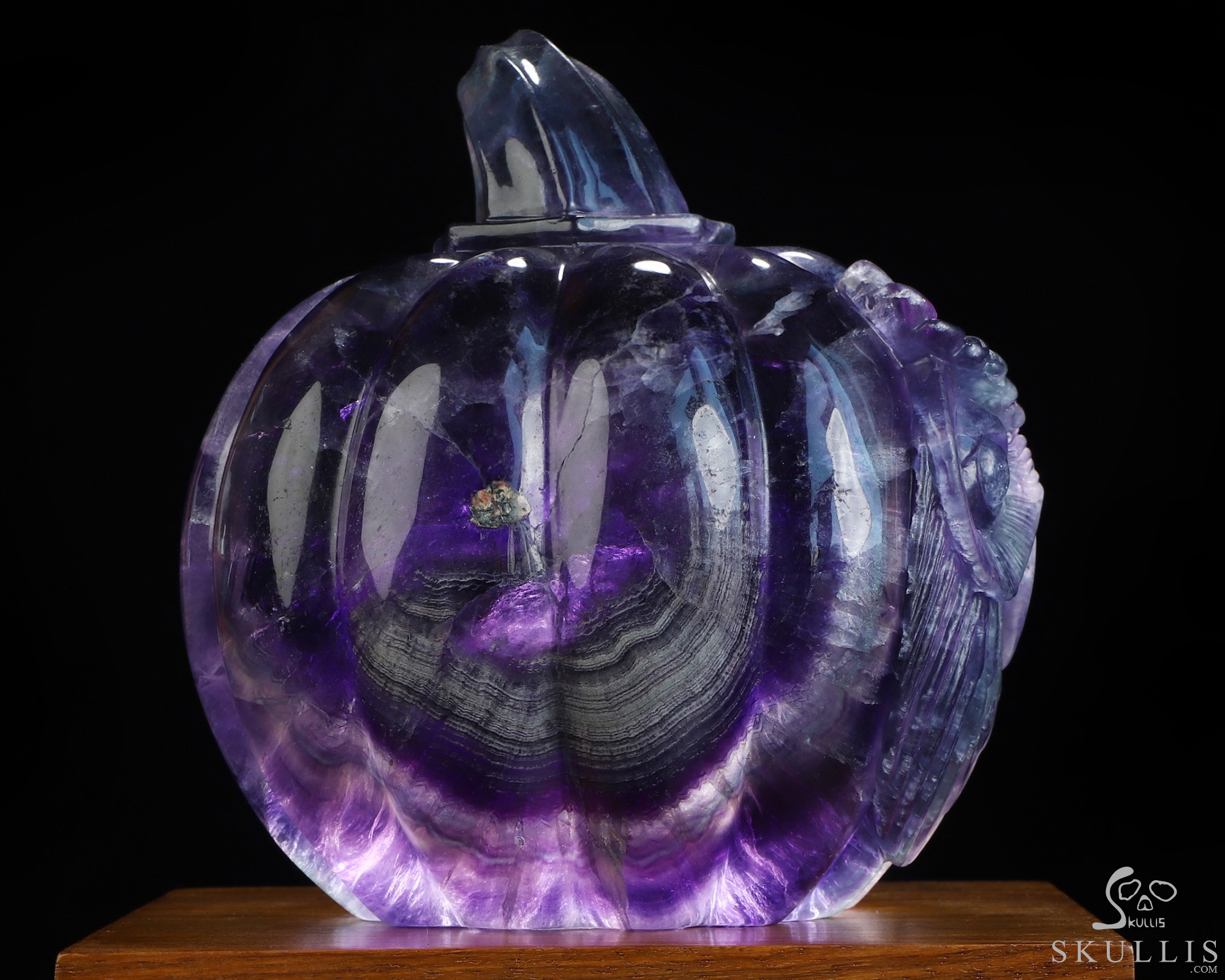 5.2" Fluorite Hand Carved Hollow Crystal Owl Pumpkin Fine Art Sculpture Lamp/Light, Crystal Healing 5.2" Fluorite Hand Carved Hollow Crystal Owl Pumpkin Fine Art Sculpture Lamp/Light, Crystal Healing