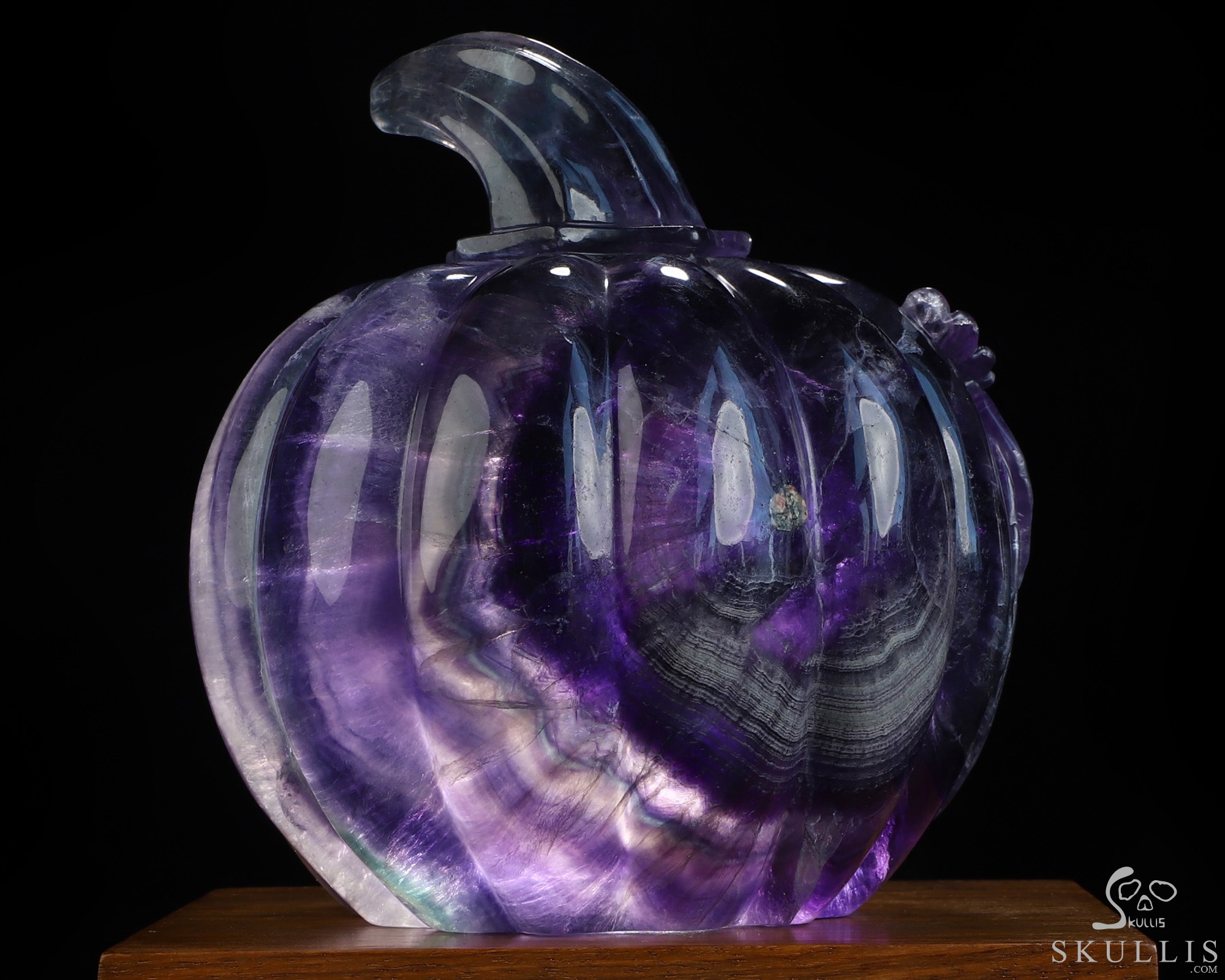 5.2" Fluorite Hand Carved Hollow Crystal Owl Pumpkin Fine Art Sculpture Lamp/Light, Crystal Healing 5.2" Fluorite Hand Carved Hollow Crystal Owl Pumpkin Fine Art Sculpture Lamp/Light, Crystal Healing