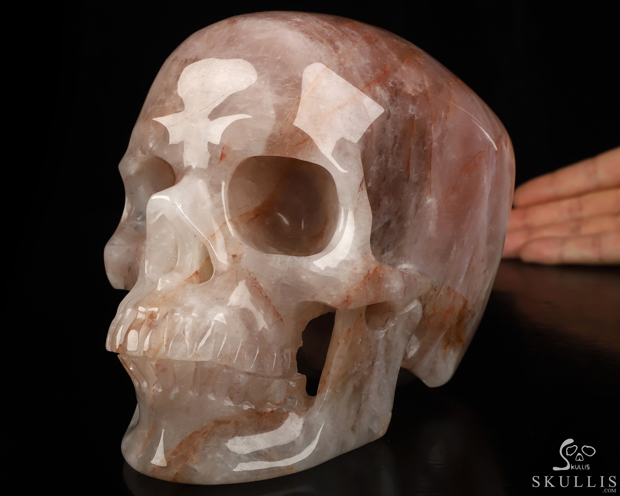 Lifesized 6.8" Fire Quartz Hand Carved Crystal Skull, Super Realistic, Crystal Healing Lifesized 6.8" Fire Quartz Hand Carved Crystal Skull, Super Realistic, Crystal Healing