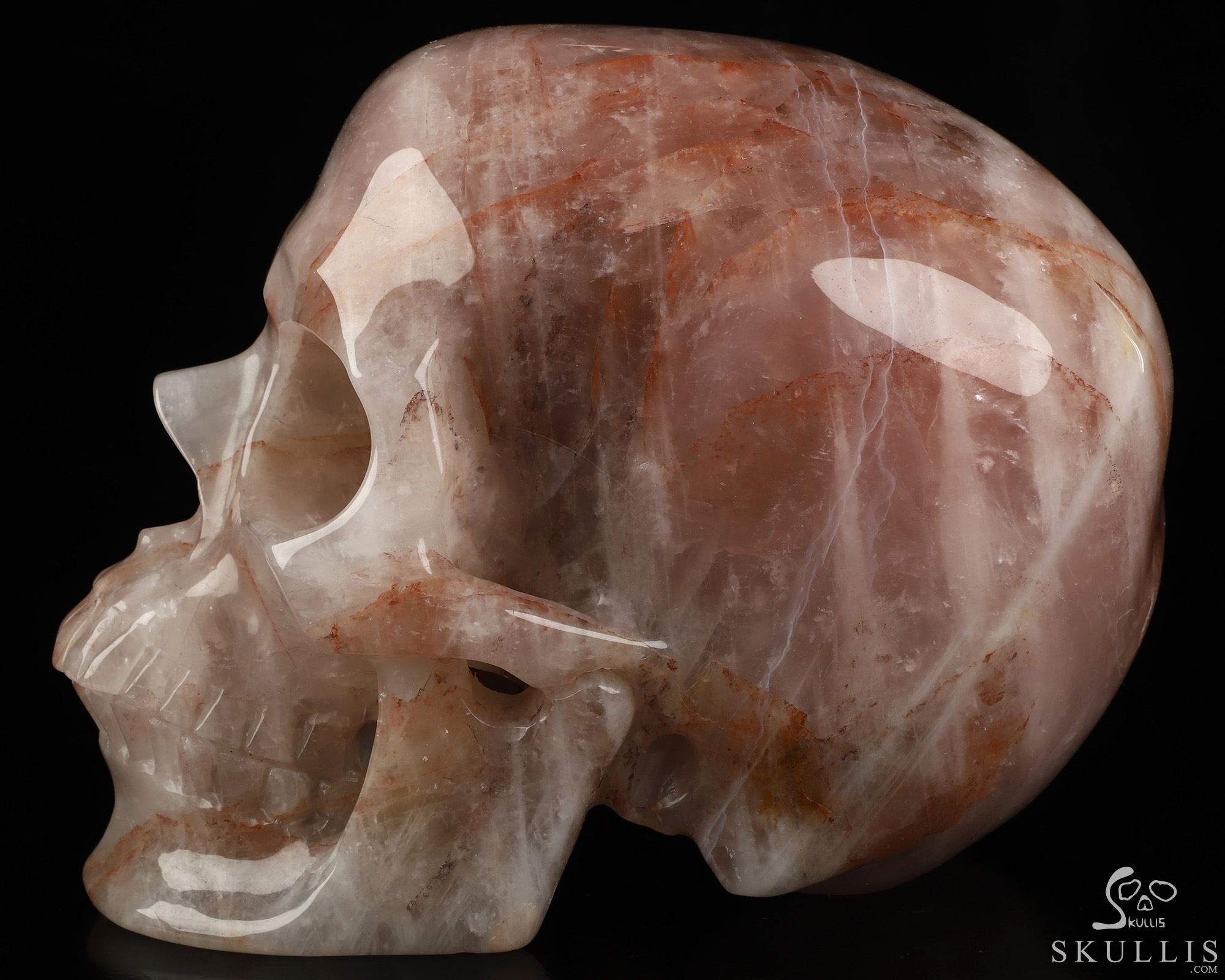 Lifesized 6.8" Fire Quartz Hand Carved Crystal Skull, Super Realistic, Crystal Healing Lifesized 6.8" Fire Quartz Hand Carved Crystal Skull, Super Realistic, Crystal Healing