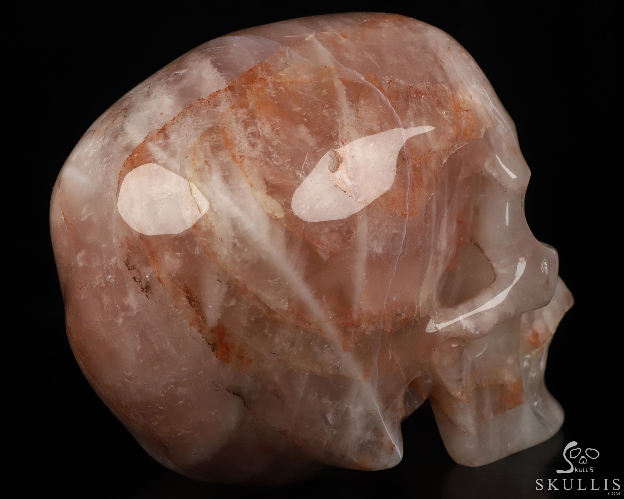 Lifesized 6.8" Fire Quartz Hand Carved Crystal Skull, Super Realistic, Crystal Healing Lifesized 6.8" Fire Quartz Hand Carved Crystal Skull, Super Realistic, Crystal Healing