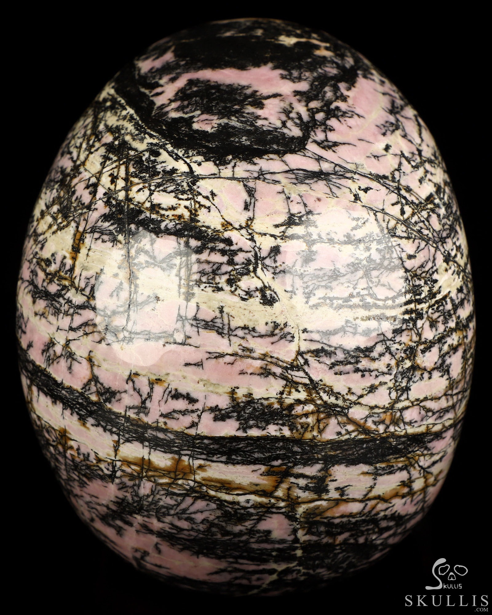 4.4" Pink & Black Rhodonite Hand Carved Crystal Skull, Realistic, Crystal Healing 4.4" Pink & Black Rhodonite Hand Carved Crystal Skull, Realistic, Crystal Healing