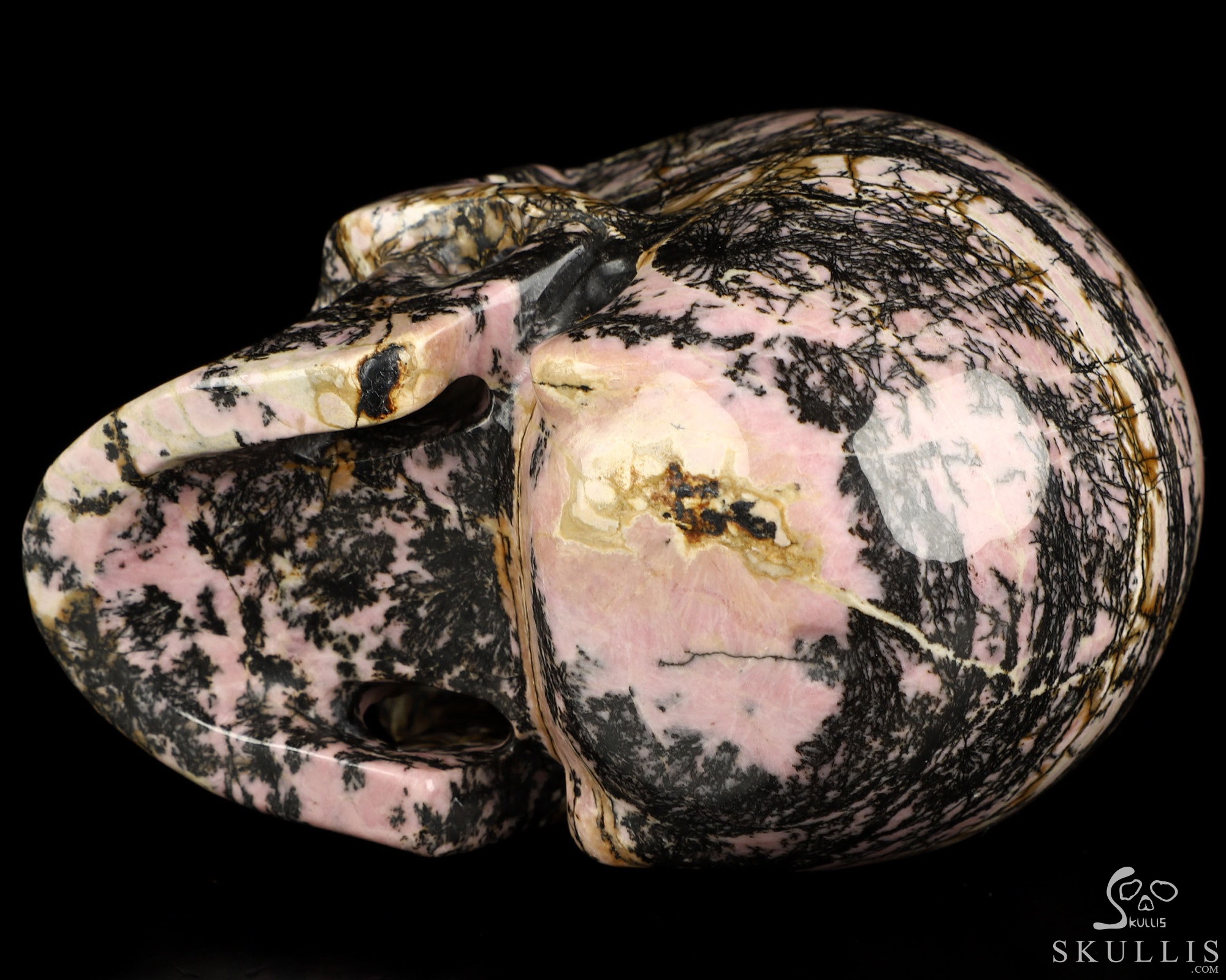 4.4" Pink & Black Rhodonite Hand Carved Crystal Skull, Realistic, Crystal Healing 4.4" Pink & Black Rhodonite Hand Carved Crystal Skull, Realistic, Crystal Healing