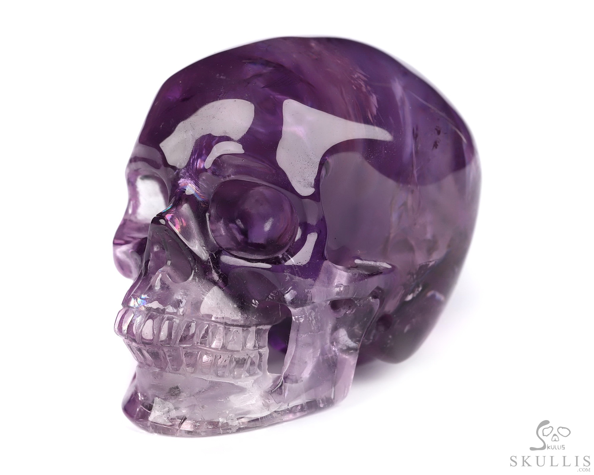 Gemstone 1.9" Amethyst Hand Carved Crystal Skull, Super Realistic, Crystal Healing Gemstone 1.9" Amethyst Hand Carved Crystal Skull, Super Realistic, Crystal Healing