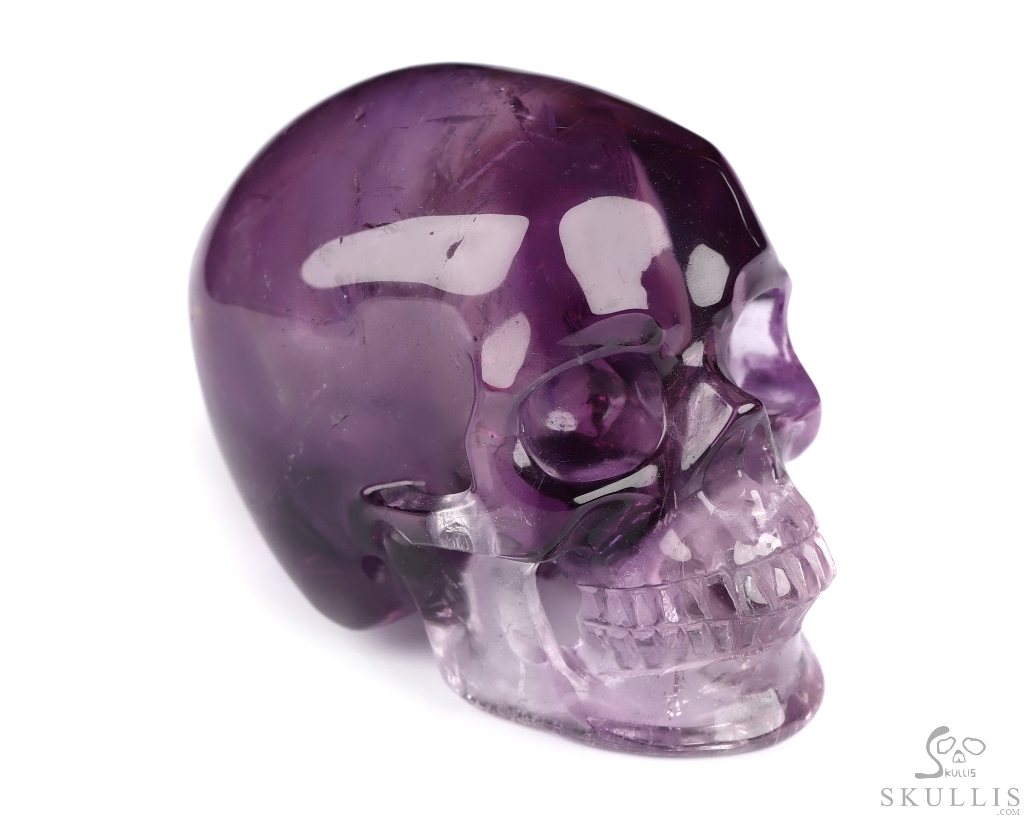 Gemstone 1.9" Amethyst Hand Carved Crystal Skull, Super Realistic, Crystal Healing Gemstone 1.9" Amethyst Hand Carved Crystal Skull, Super Realistic, Crystal Healing