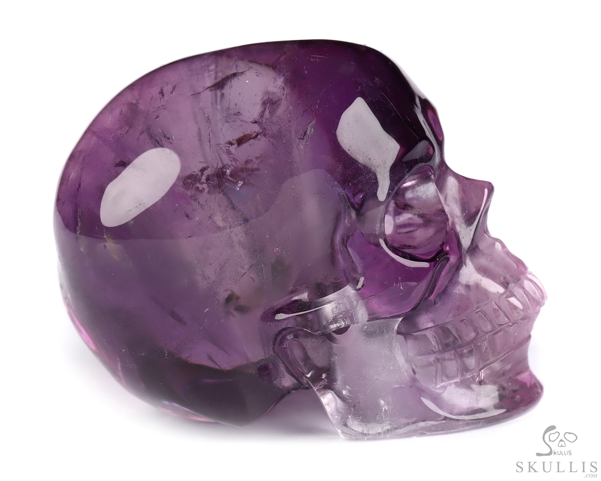 Gemstone 1.9" Amethyst Hand Carved Crystal Skull, Super Realistic, Crystal Healing Gemstone 1.9" Amethyst Hand Carved Crystal Skull, Super Realistic, Crystal Healing
