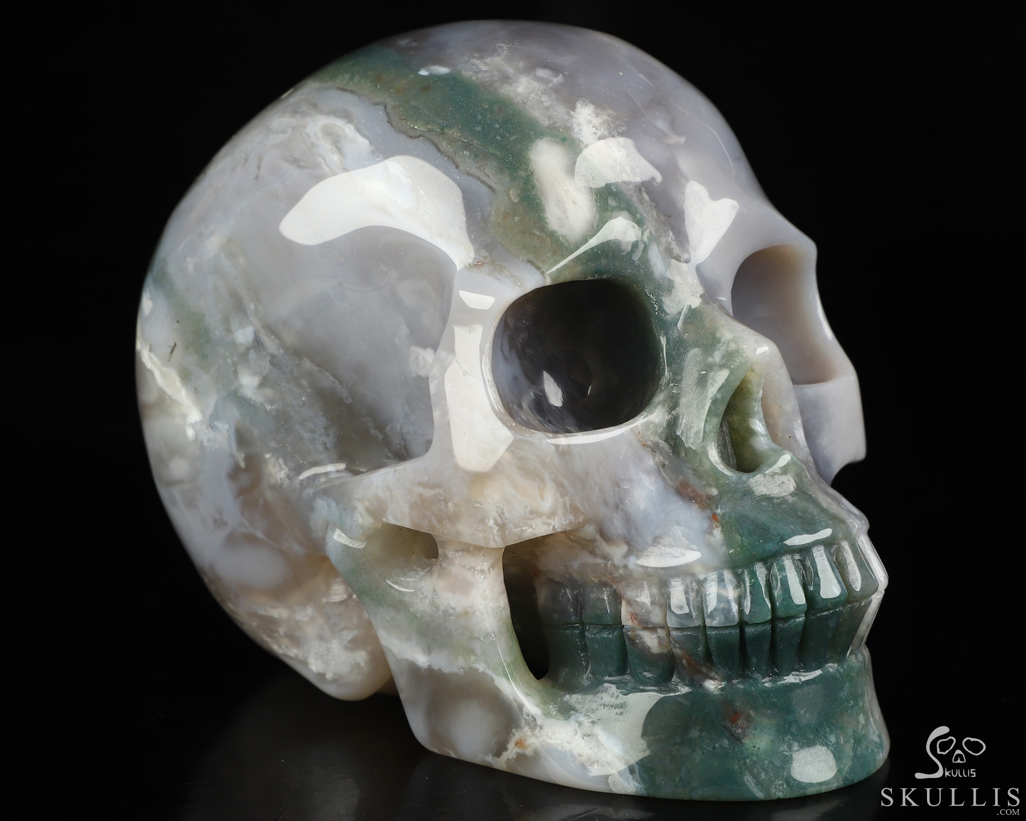 4.9" Agate Hand Carved Crystal Skull, Realistic, Crystal Healing 4.9" Agate Hand Carved Crystal Skull, Realistic, Crystal Healing