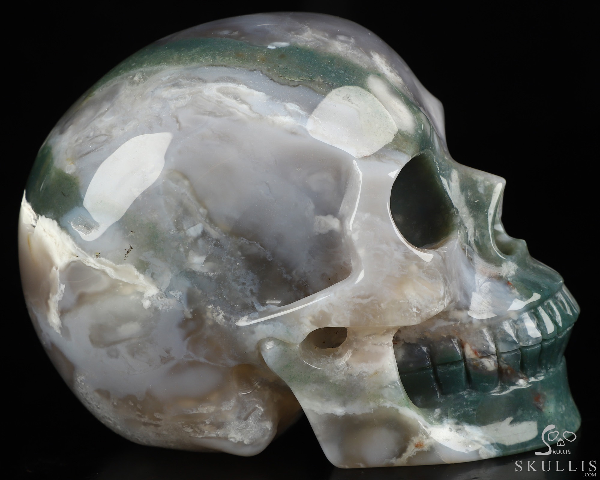 4.9" Agate Hand Carved Crystal Skull, Realistic, Crystal Healing 4.9" Agate Hand Carved Crystal Skull, Realistic, Crystal Healing
