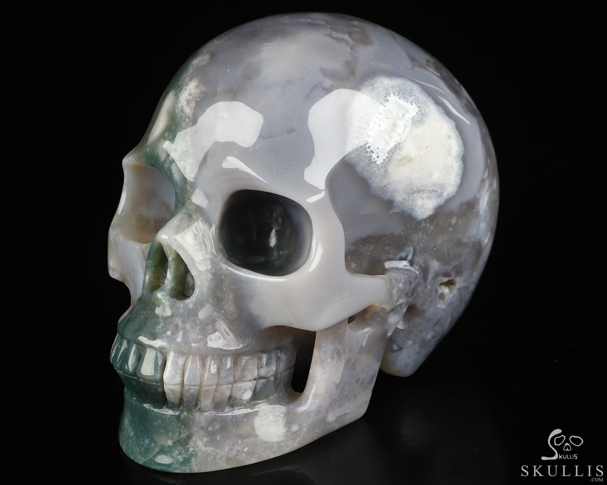4.9" Agate Hand Carved Crystal Skull, Realistic, Crystal Healing 4.9" Agate Hand Carved Crystal Skull, Realistic, Crystal Healing