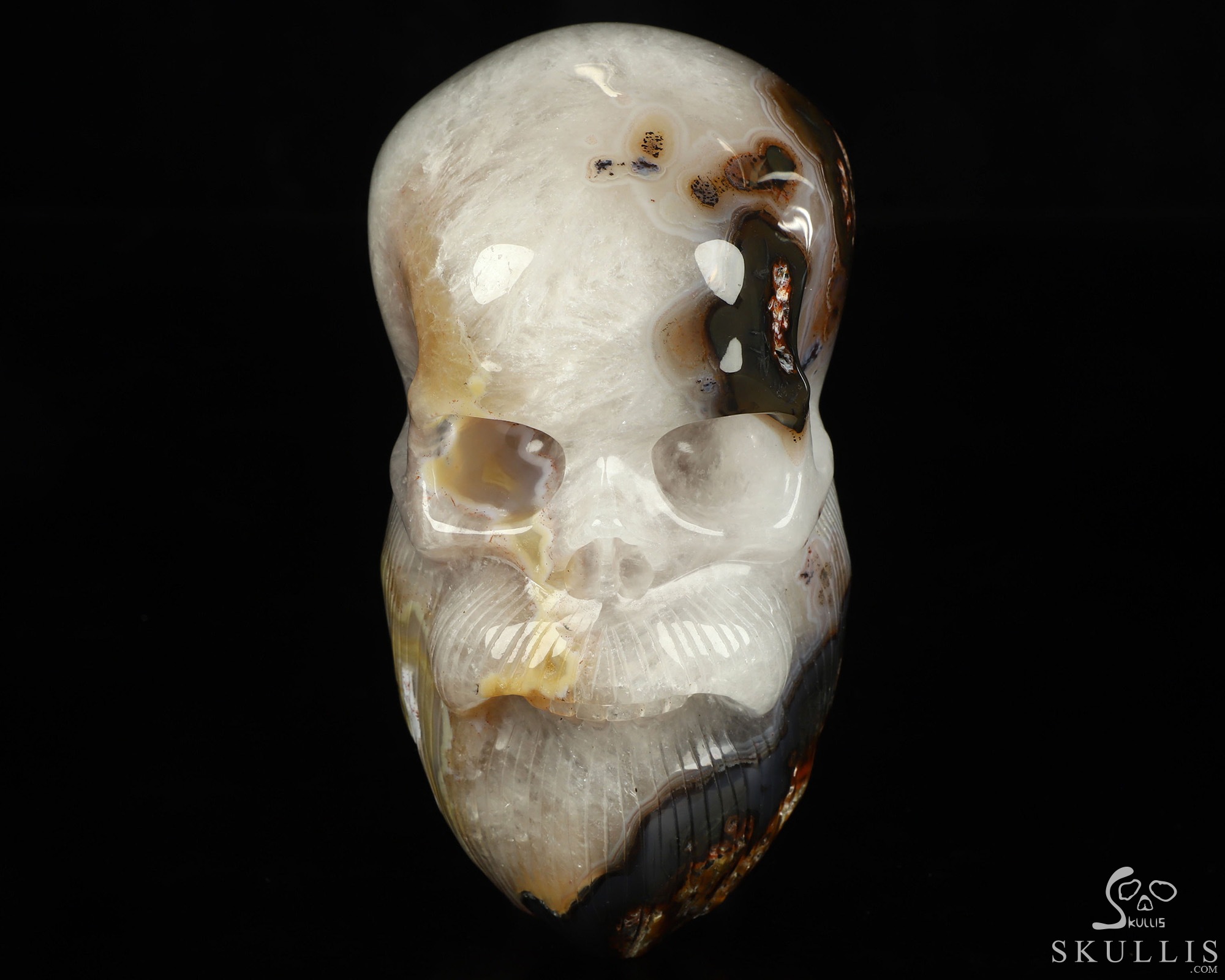 6.0" Premium Brazilian Agate Hand Carved Crystal Skull Fine Art Sculpture, Crystal Healing 6.0" Premium Brazilian Agate Hand Carved Crystal Skull Fine Art Sculpture, Crystal Healing
