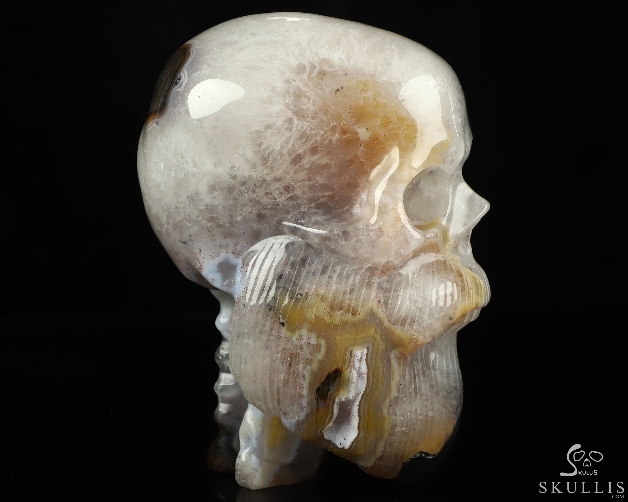 6.0" Premium Brazilian Agate Hand Carved Crystal Skull Fine Art Sculpture, Crystal Healing 6.0" Premium Brazilian Agate Hand Carved Crystal Skull Fine Art Sculpture, Crystal Healing