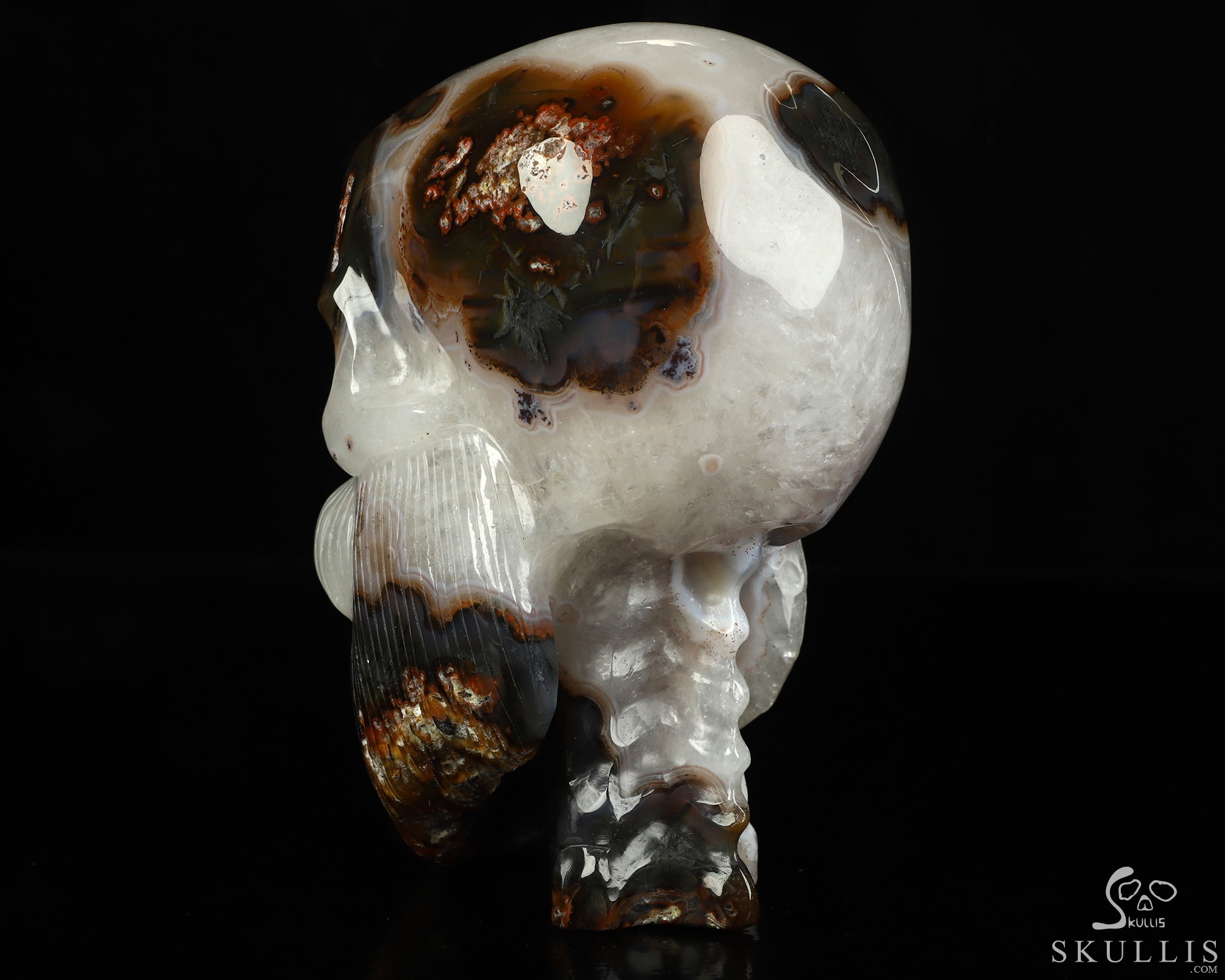 6.0" Premium Brazilian Agate Hand Carved Crystal Skull Fine Art Sculpture, Crystal Healing 6.0" Premium Brazilian Agate Hand Carved Crystal Skull Fine Art Sculpture, Crystal Healing