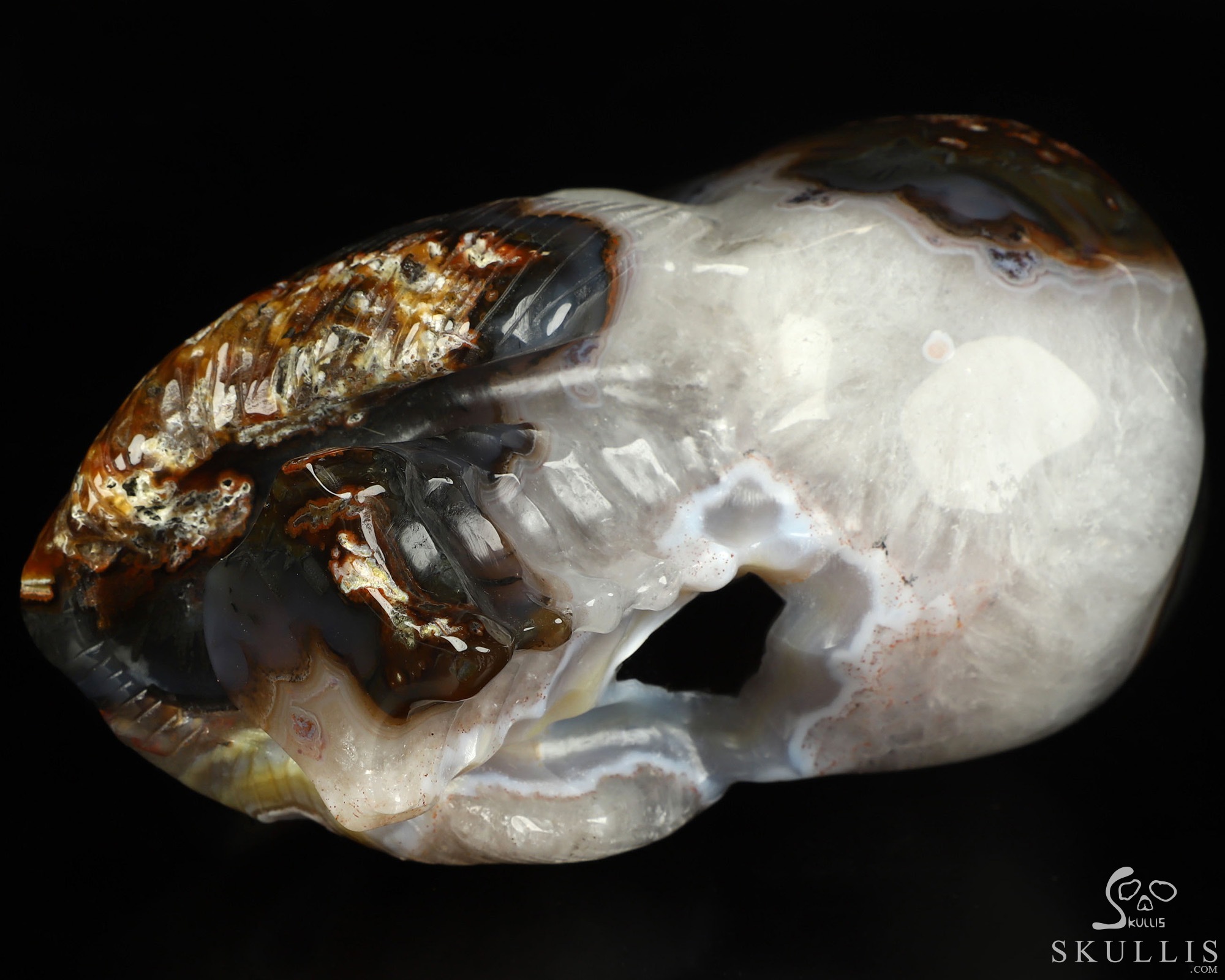 6.0" Premium Brazilian Agate Hand Carved Crystal Skull Fine Art Sculpture, Crystal Healing 6.0" Premium Brazilian Agate Hand Carved Crystal Skull Fine Art Sculpture, Crystal Healing