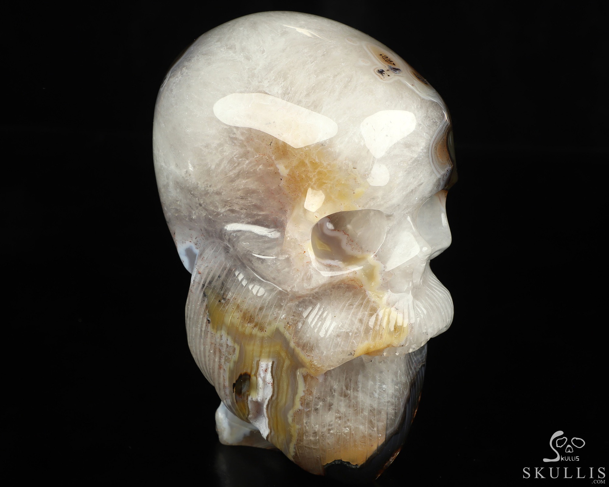 6.0" Premium Brazilian Agate Hand Carved Crystal Skull Fine Art Sculpture, Crystal Healing 6.0" Premium Brazilian Agate Hand Carved Crystal Skull Fine Art Sculpture, Crystal Healing