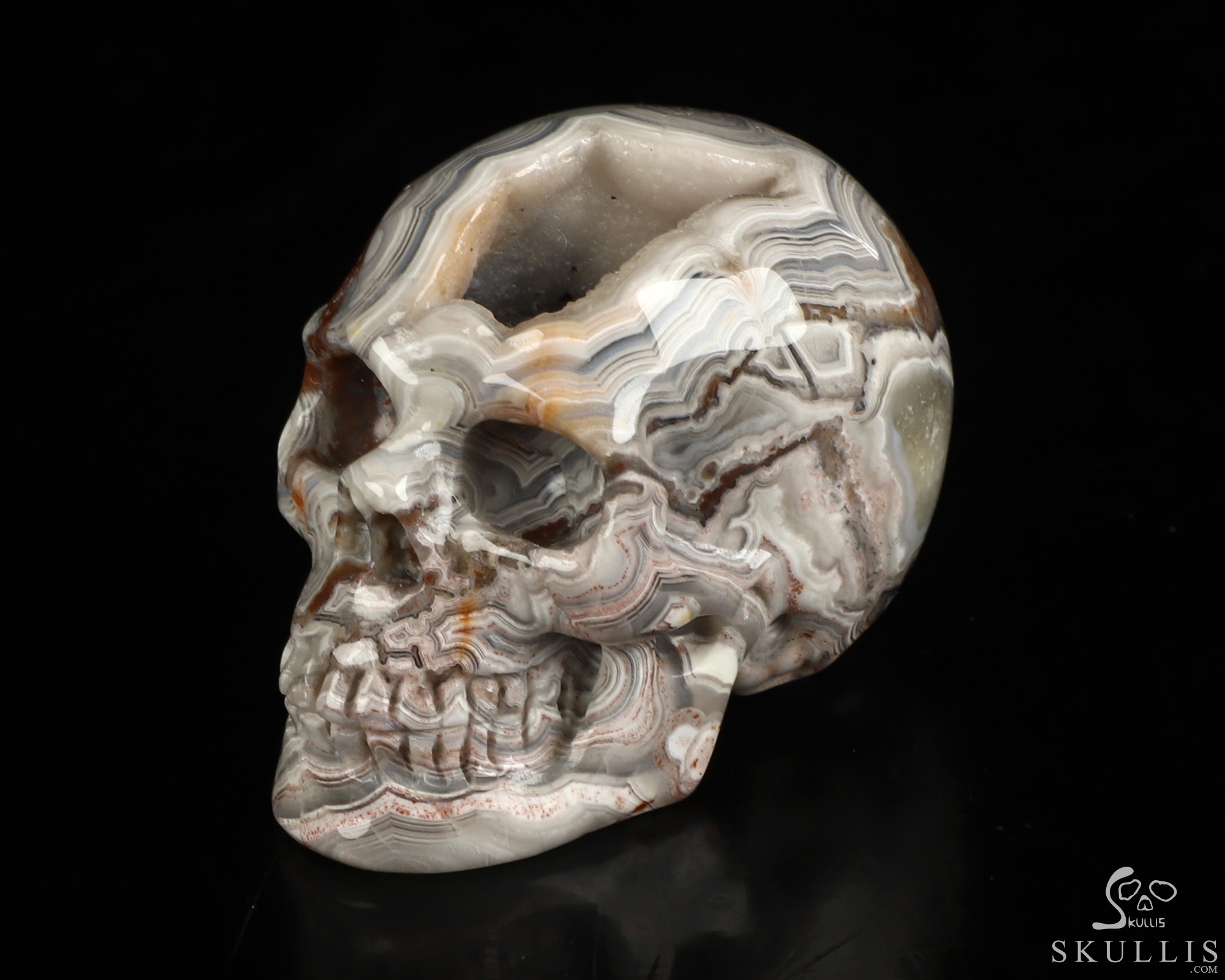 Gemstone 2.1" Red Crazy Lace Agate Hand Carved Crystal Skull, Realistic, Crystal Healing Gemstone 2.1" Red Crazy Lace Agate Hand Carved Crystal Skull, Realistic, Crystal Healing