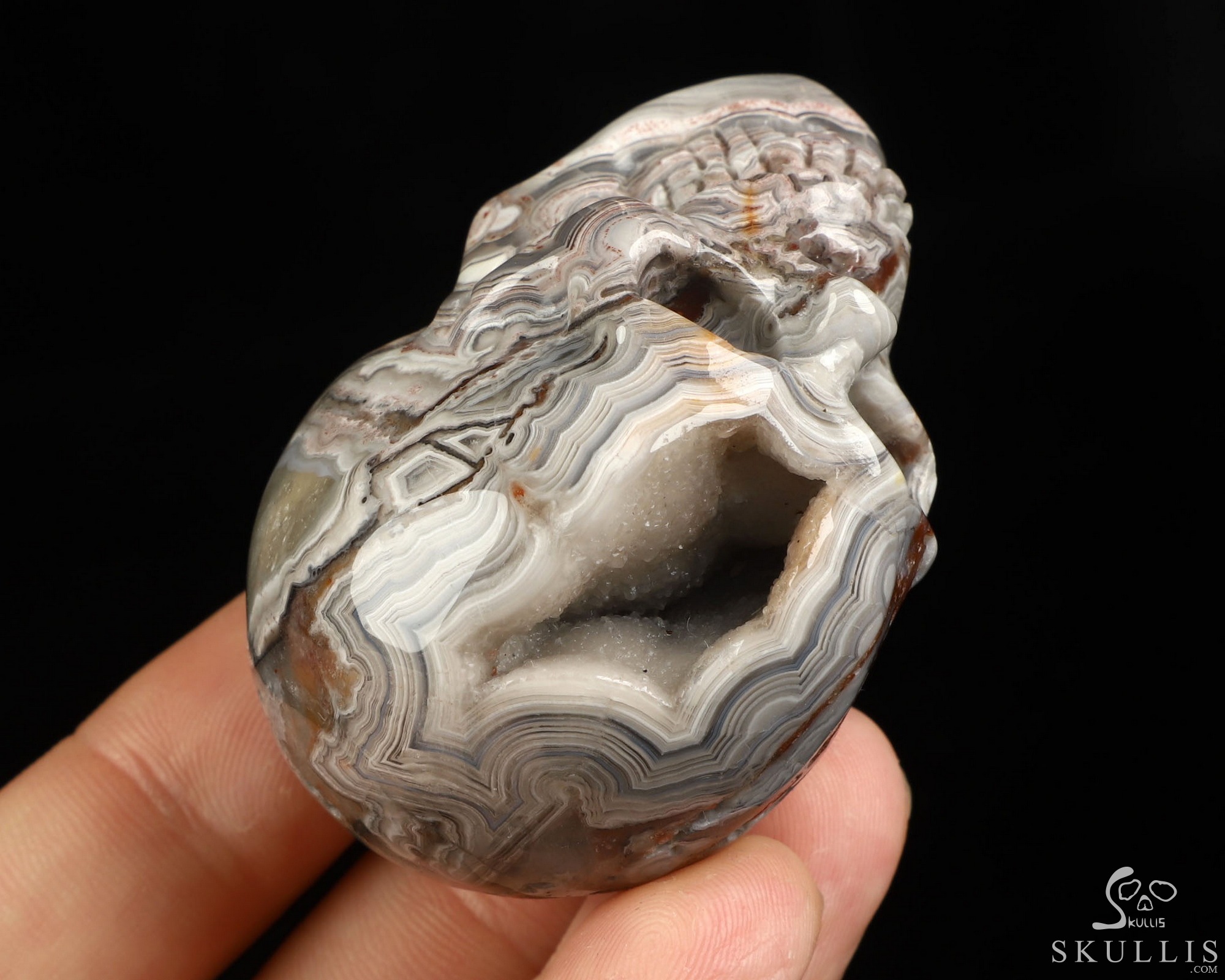 Gemstone 2.1" Red Crazy Lace Agate Hand Carved Crystal Skull, Realistic, Crystal Healing Gemstone 2.1" Red Crazy Lace Agate Hand Carved Crystal Skull, Realistic, Crystal Healing