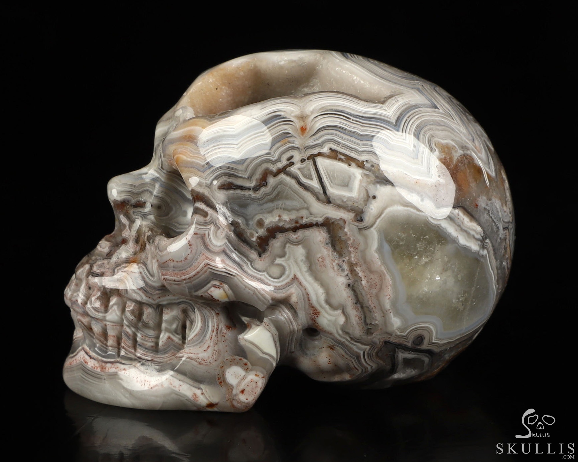 Gemstone 2.1" Red Crazy Lace Agate Hand Carved Crystal Skull, Realistic, Crystal Healing Gemstone 2.1" Red Crazy Lace Agate Hand Carved Crystal Skull, Realistic, Crystal Healing