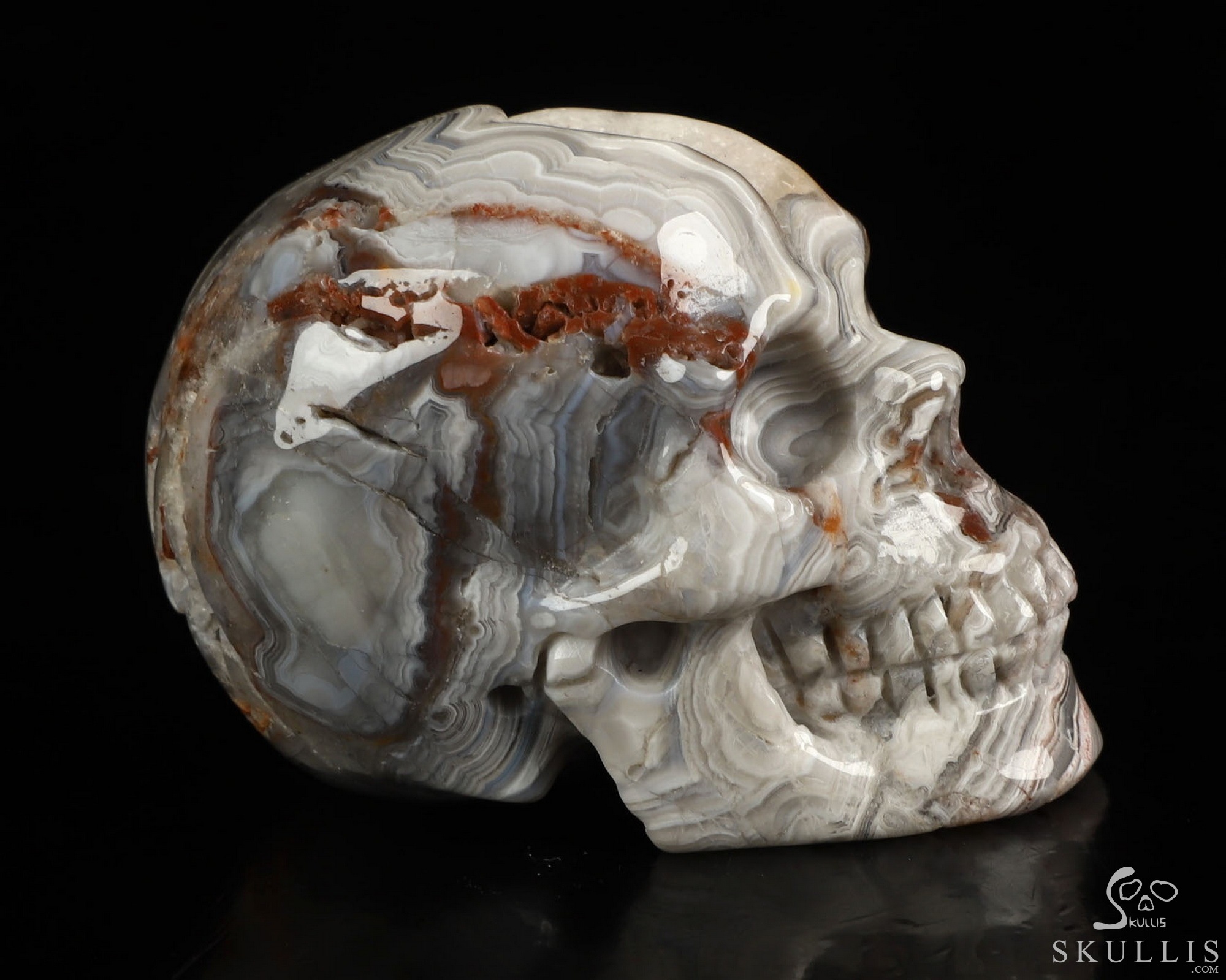 Gemstone 2.1" Red Crazy Lace Agate Hand Carved Crystal Skull, Realistic, Crystal Healing Gemstone 2.1" Red Crazy Lace Agate Hand Carved Crystal Skull, Realistic, Crystal Healing