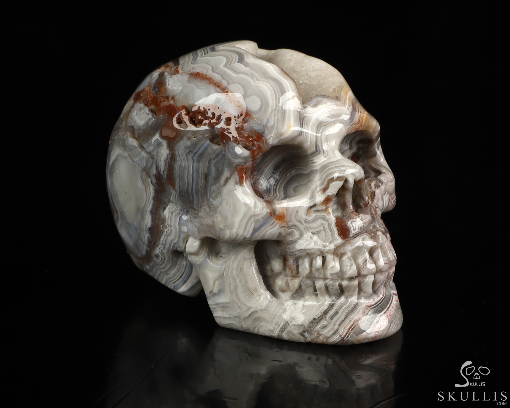 Gemstone 2.1" Red Crazy Lace Agate Hand Carved Crystal Skull, Realistic, Crystal Healing Gemstone 2.1" Red Crazy Lace Agate Hand Carved Crystal Skull, Realistic, Crystal Healing