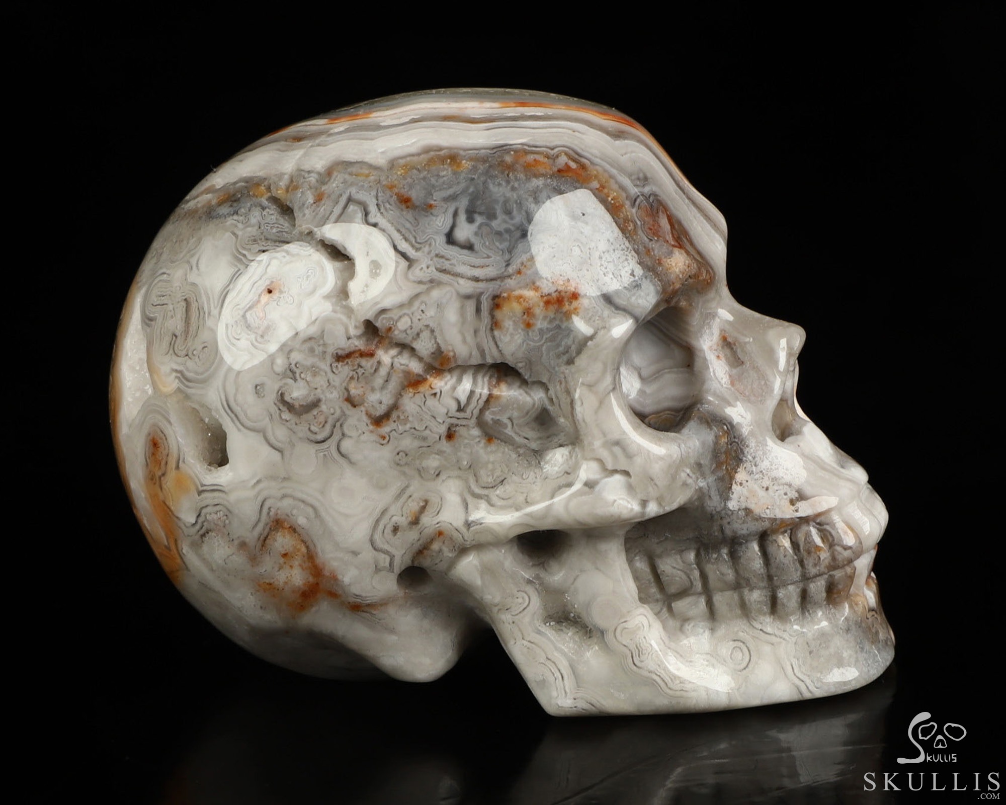 Gemstone 2.0" Red Crazy Lace Agate Hand Carved Crystal Skull, Realistic, Crystal Healing Gemstone 2.0" Red Crazy Lace Agate Hand Carved Crystal Skull, Realistic, Crystal Healing