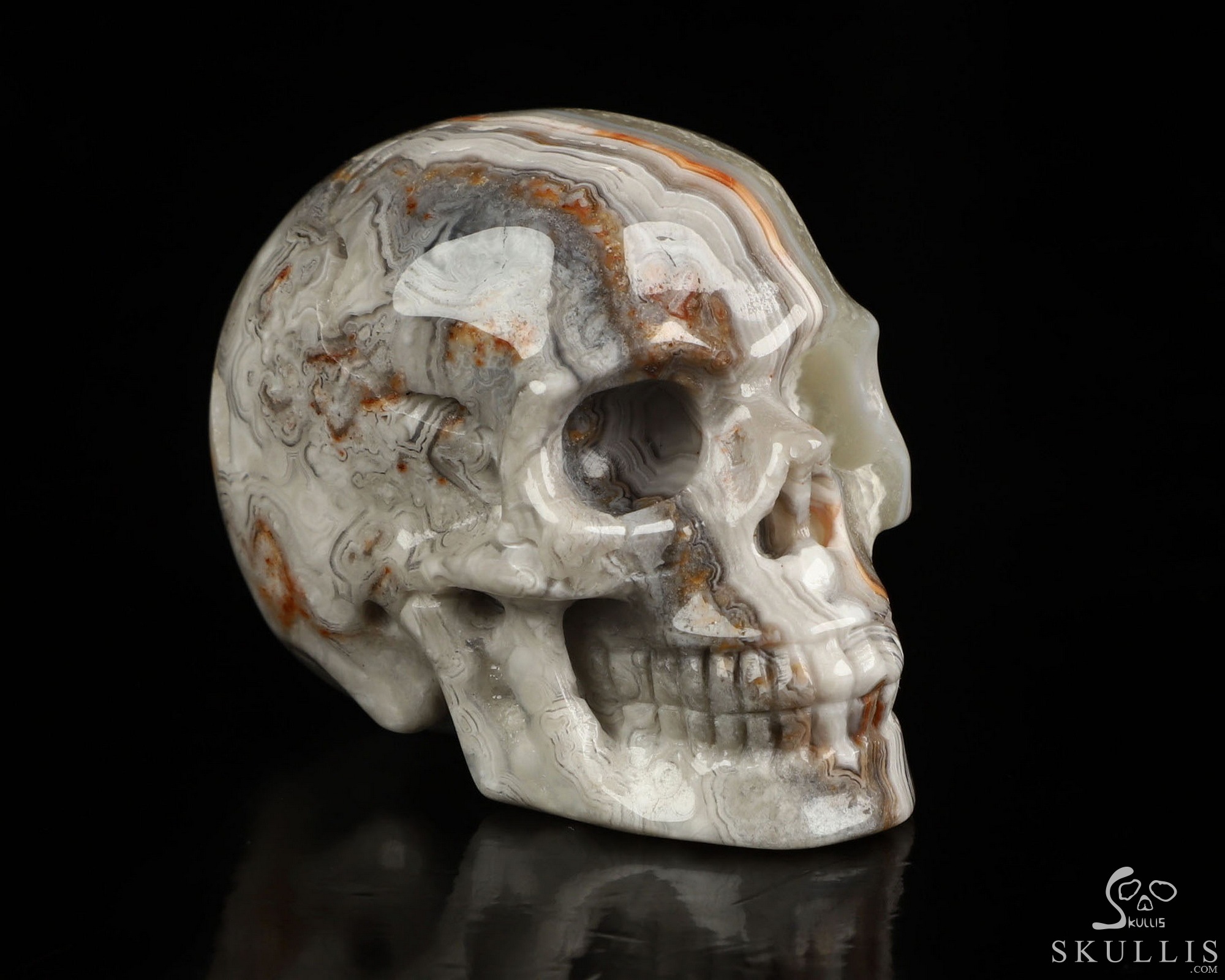 Gemstone 2.0" Red Crazy Lace Agate Hand Carved Crystal Skull, Realistic, Crystal Healing Gemstone 2.0" Red Crazy Lace Agate Hand Carved Crystal Skull, Realistic, Crystal Healing