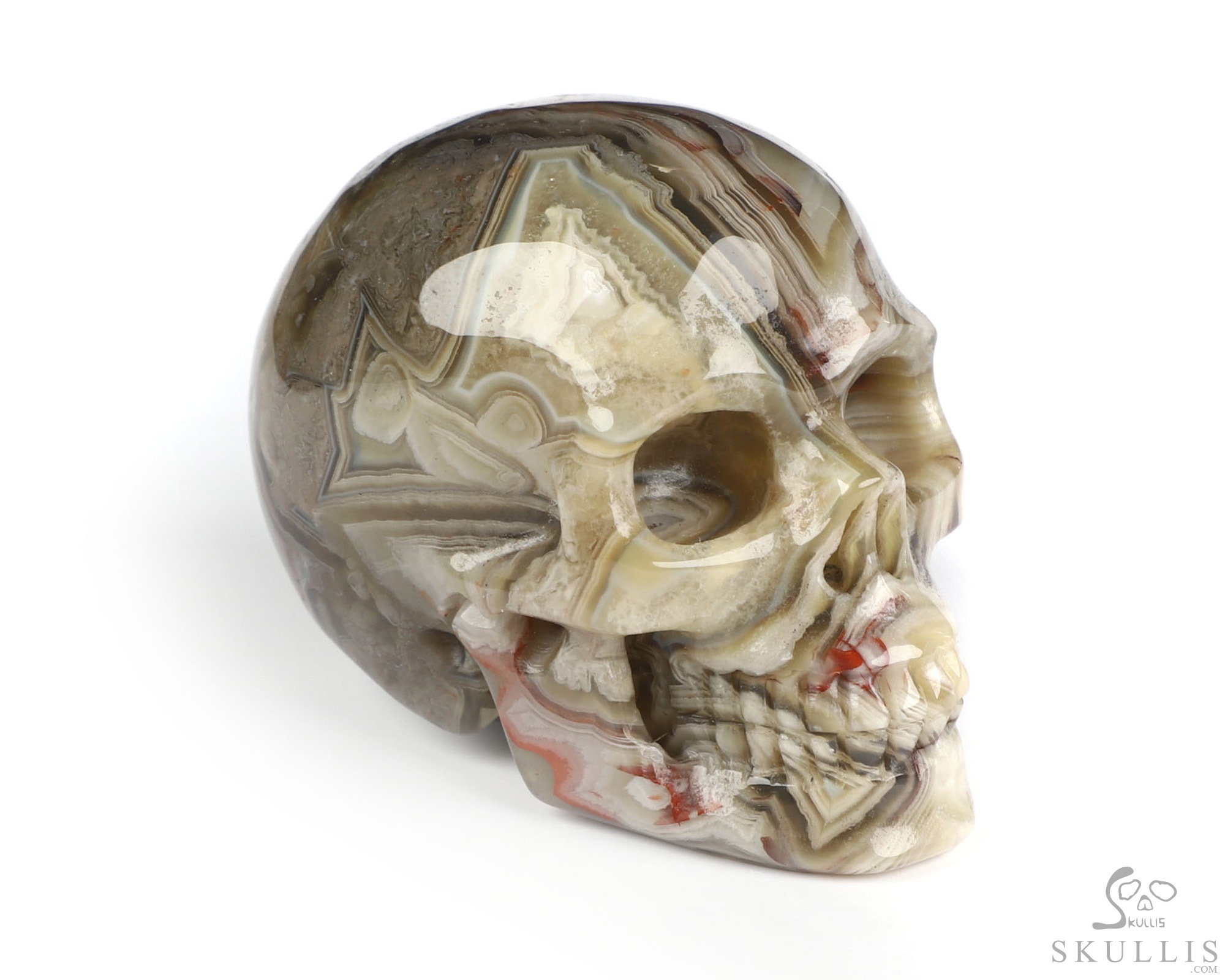 Gemstone 2.0" Red Crazy Lace Agate Hand Carved Crystal Skull, Realistic, Crystal Healing Gemstone 2.0" Red Crazy Lace Agate Hand Carved Crystal Skull, Realistic, Crystal Healing