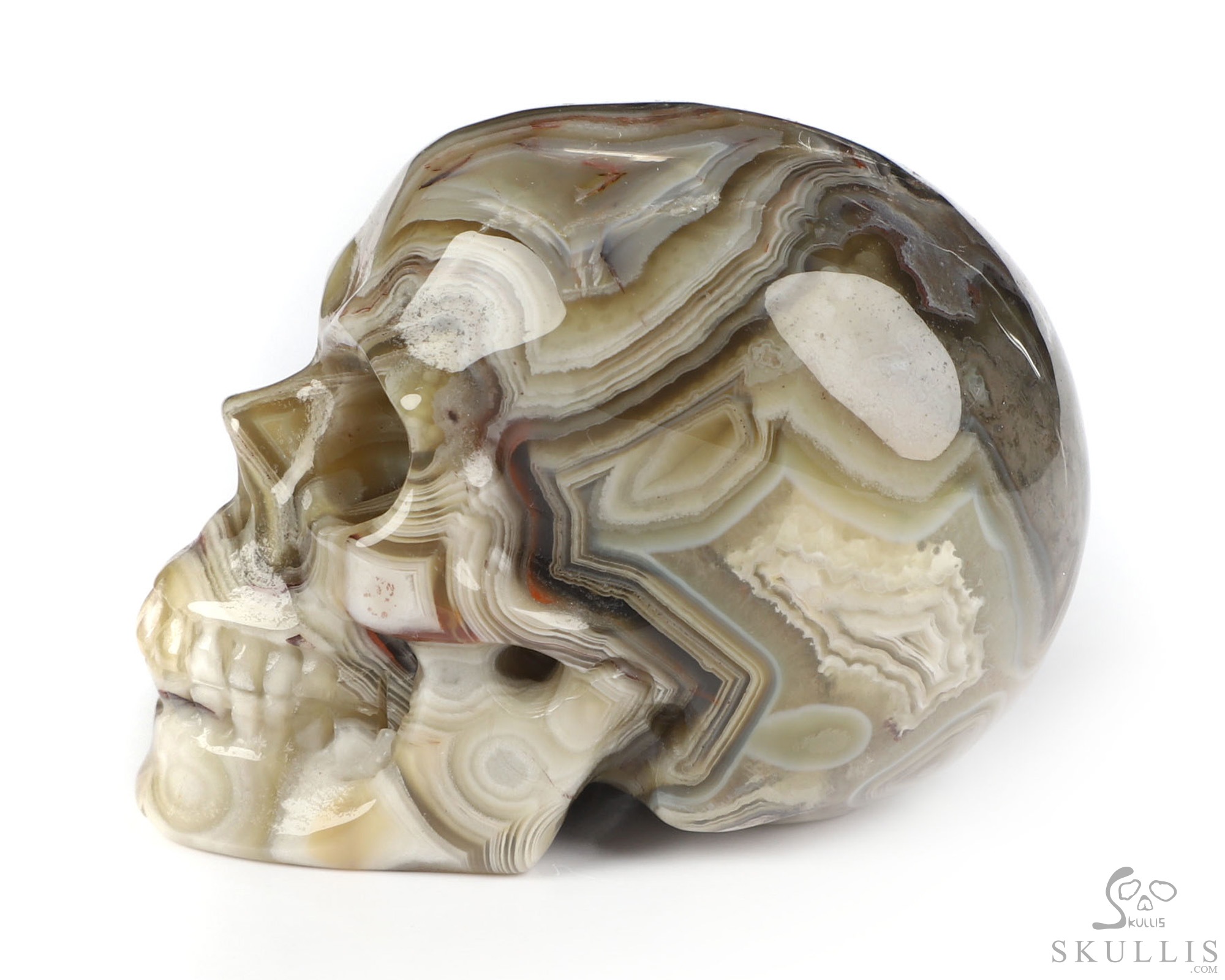 Gemstone 2.0" Red Crazy Lace Agate Hand Carved Crystal Skull, Realistic, Crystal Healing Gemstone 2.0" Red Crazy Lace Agate Hand Carved Crystal Skull, Realistic, Crystal Healing