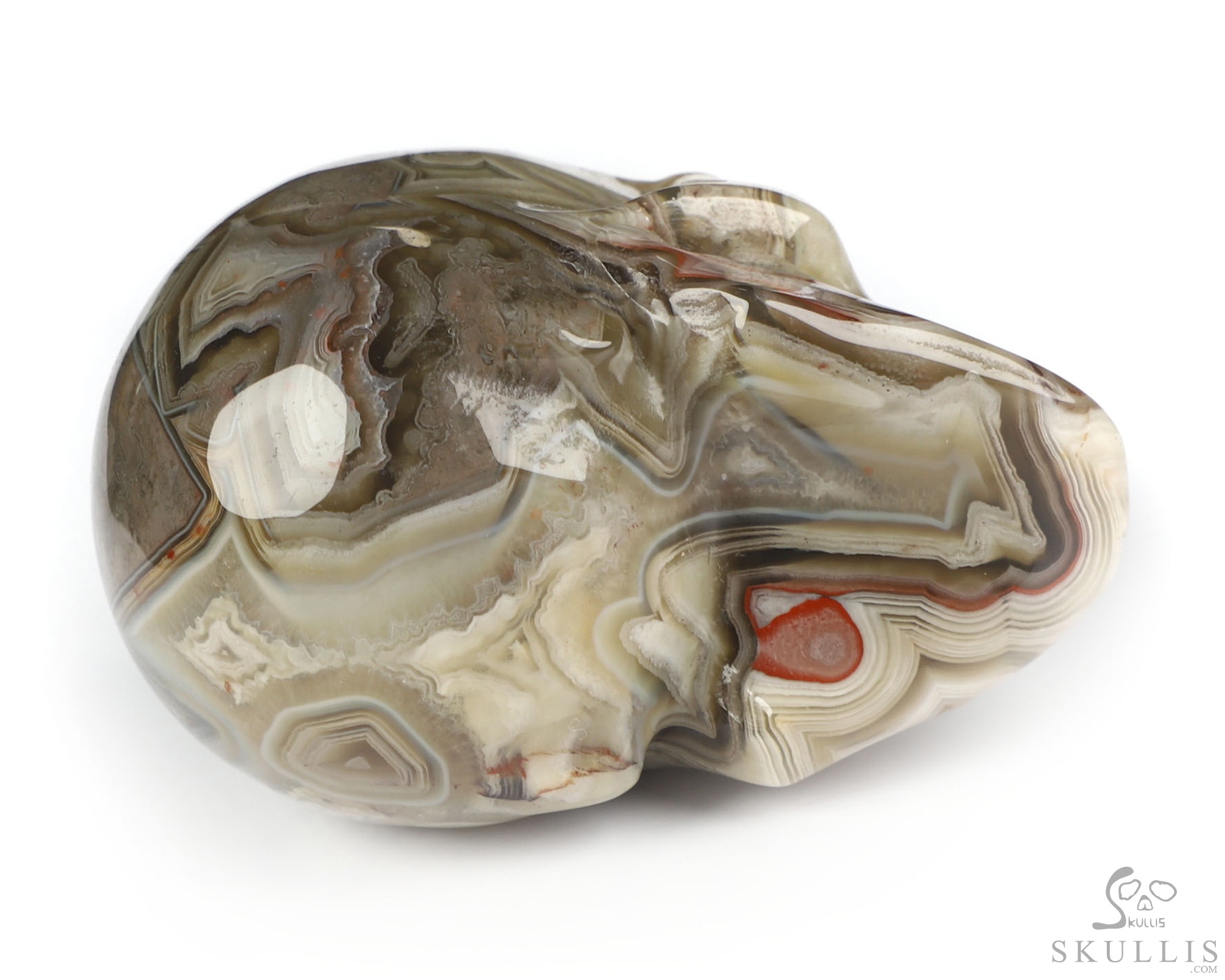 Gemstone 2.0" Red Crazy Lace Agate Hand Carved Crystal Skull, Realistic, Crystal Healing Gemstone 2.0" Red Crazy Lace Agate Hand Carved Crystal Skull, Realistic, Crystal Healing
