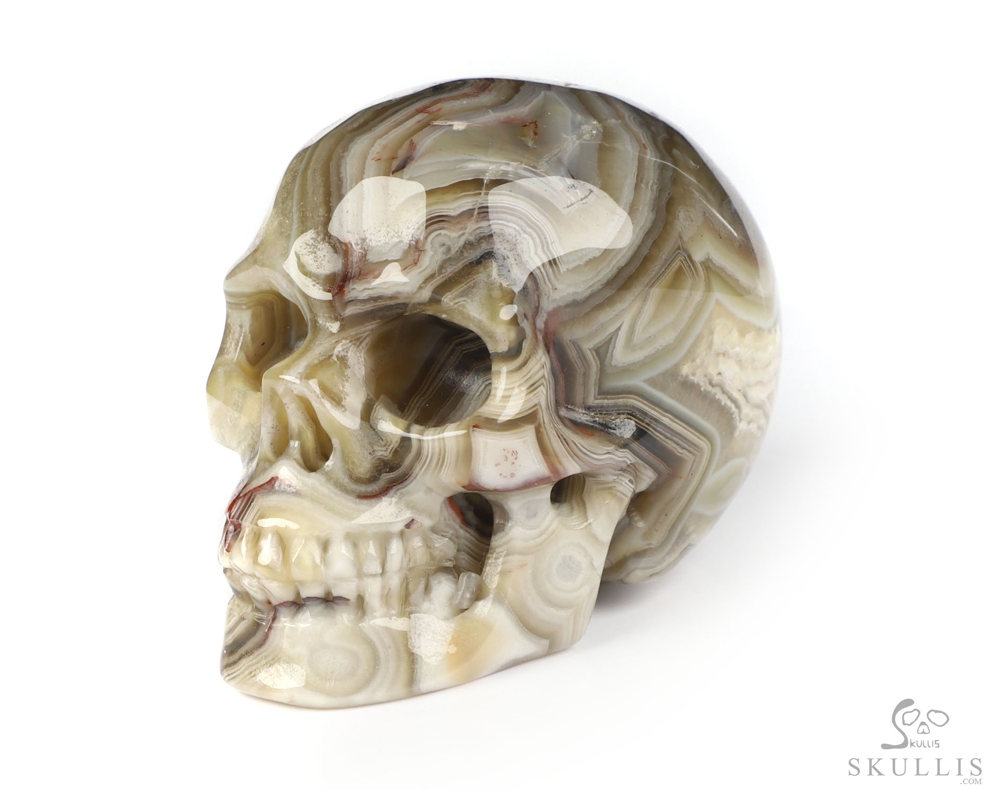 Gemstone 2.0" Red Crazy Lace Agate Hand Carved Crystal Skull, Realistic, Crystal Healing Gemstone 2.0" Red Crazy Lace Agate Hand Carved Crystal Skull, Realistic, Crystal Healing