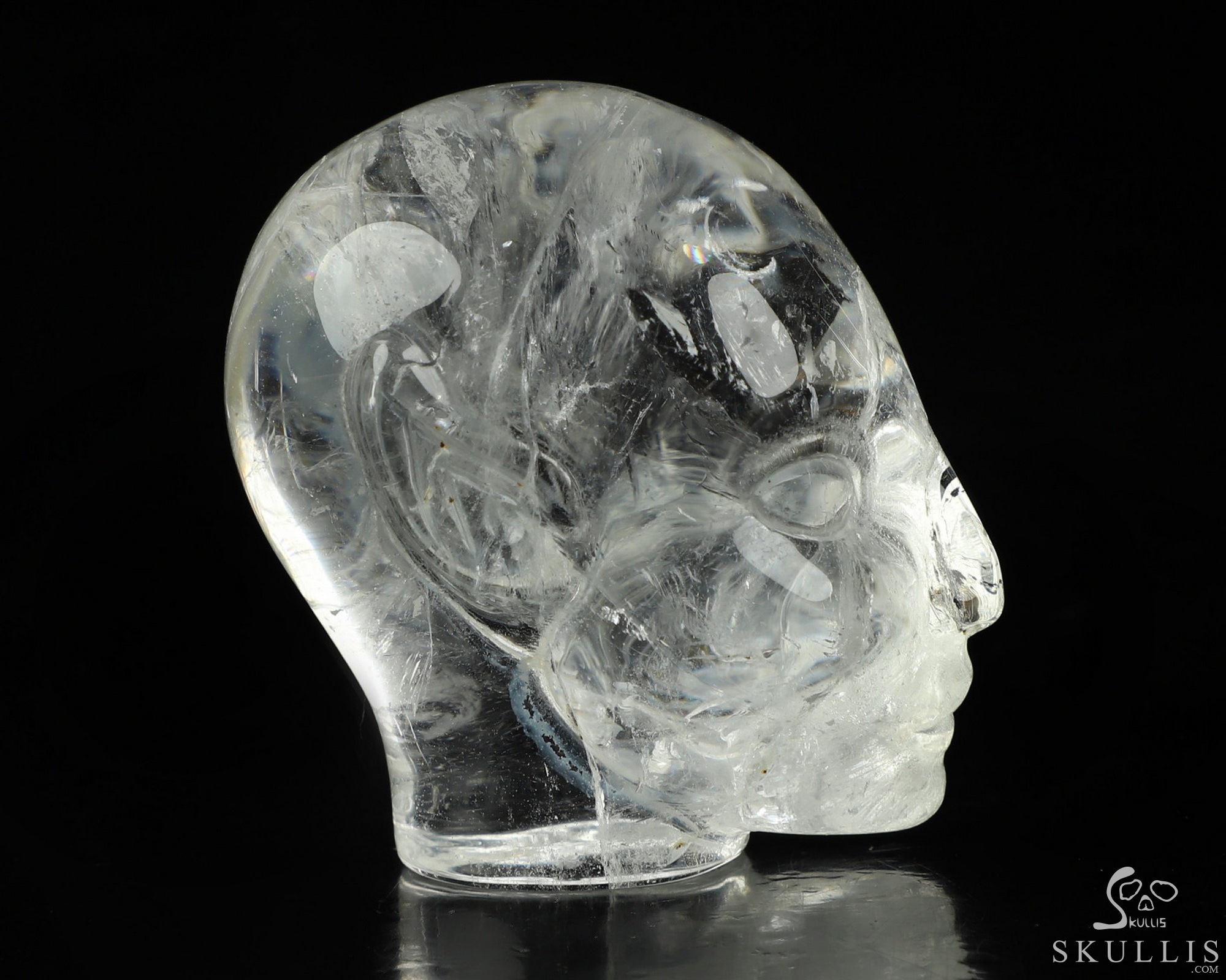 1.7" Quartz Rock Crystal Hand Carved Fairy Elf Alien Crystal Skull Companion Sculpture, Crystal Healing 1.7" Quartz Rock Crystal Hand Carved Fairy Elf Alien Crystal Skull Companion Sculpture, Crystal Healing
