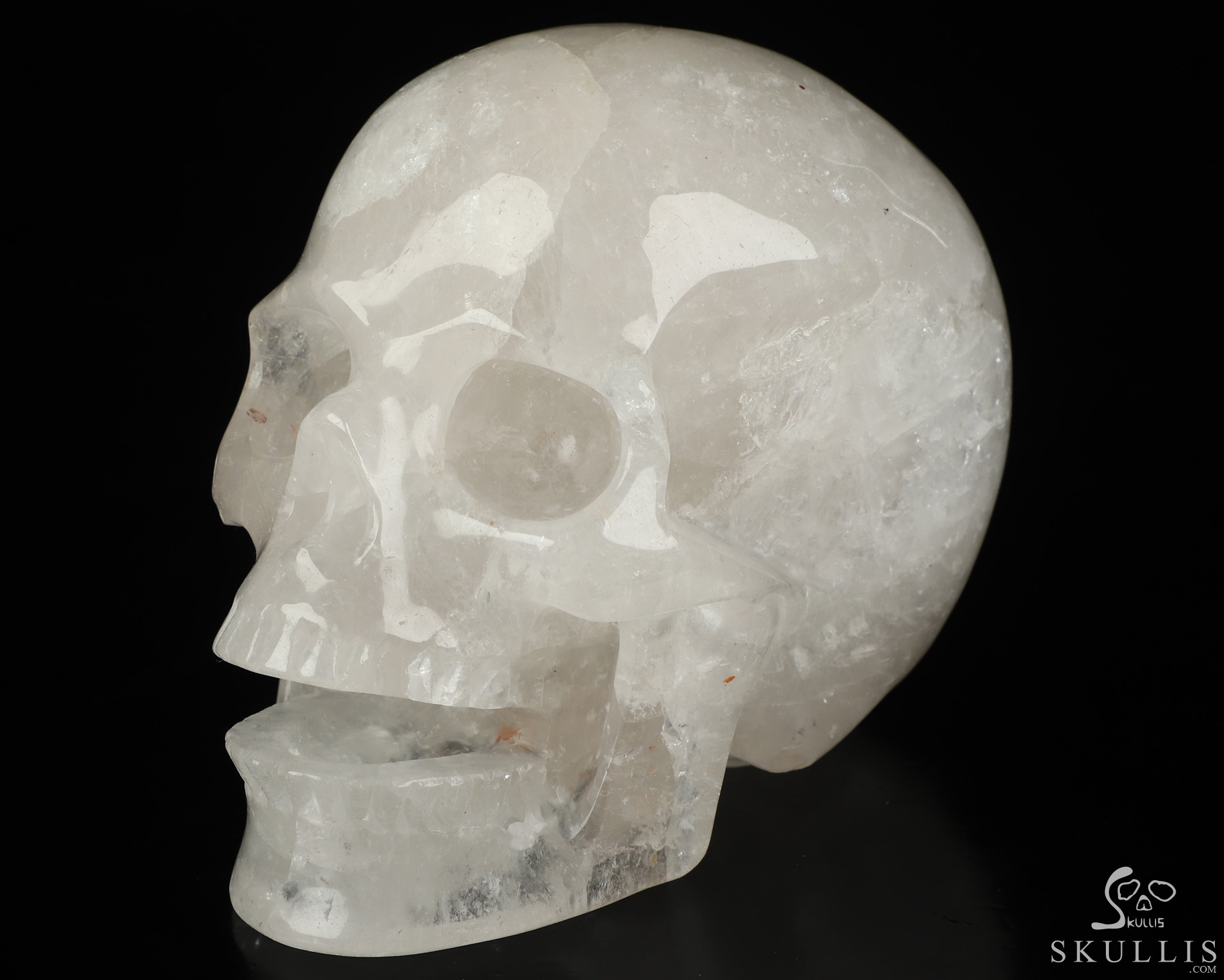 5.1" Angolan Quartz Rock Crystal Hand Carved Singing Crystal Skull Sculpture, Crystal Healing 5.1" Angolan Quartz Rock Crystal Hand Carved Singing Crystal Skull Sculpture, Crystal Healing