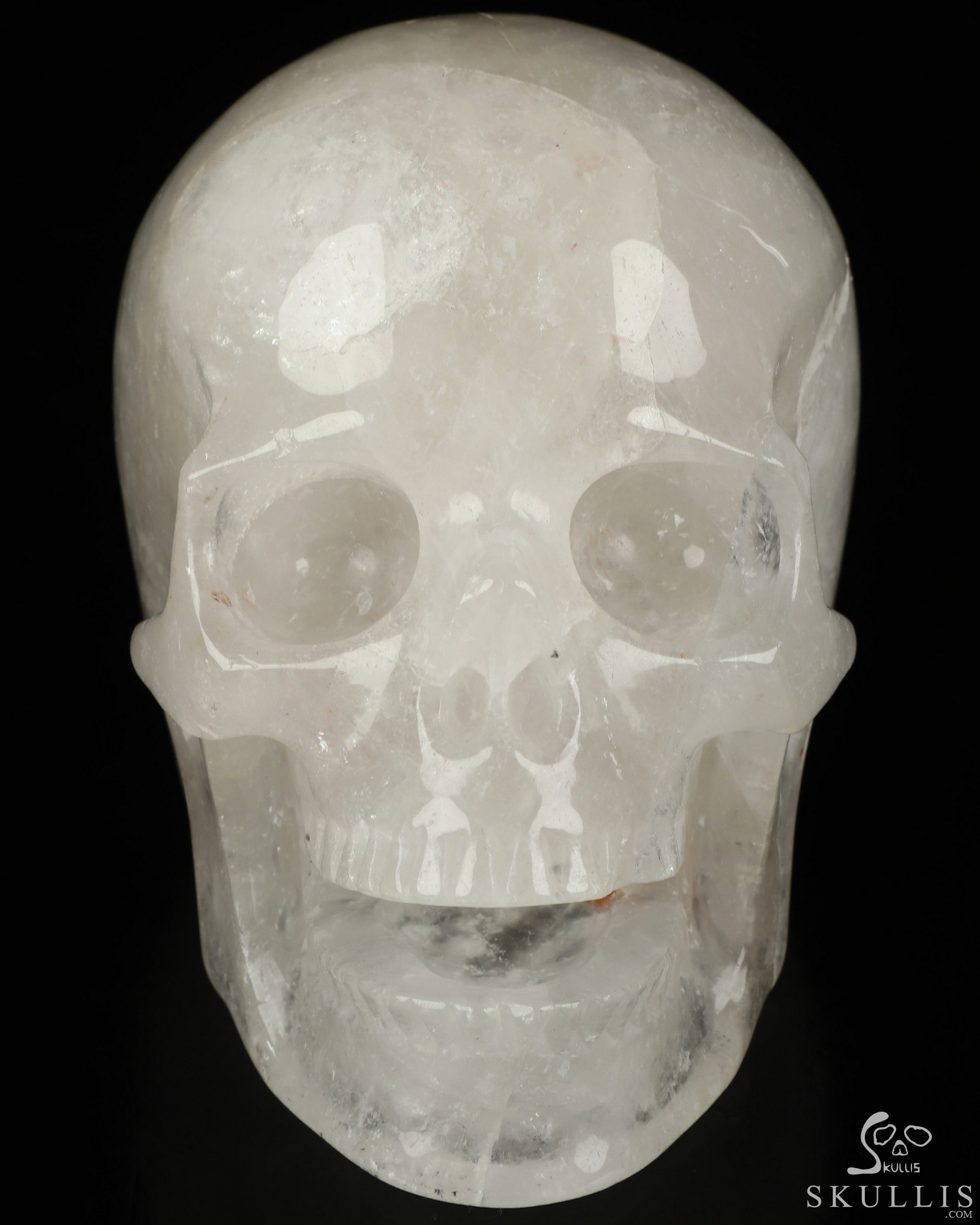 5.1" Angolan Quartz Rock Crystal Hand Carved Singing Crystal Skull Sculpture, Crystal Healing 5.1" Angolan Quartz Rock Crystal Hand Carved Singing Crystal Skull Sculpture, Crystal Healing