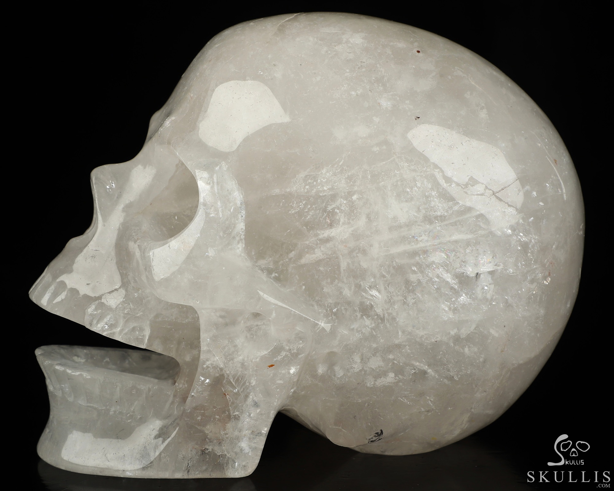 5.1" Angolan Quartz Rock Crystal Hand Carved Singing Crystal Skull Sculpture, Crystal Healing 5.1" Angolan Quartz Rock Crystal Hand Carved Singing Crystal Skull Sculpture, Crystal Healing
