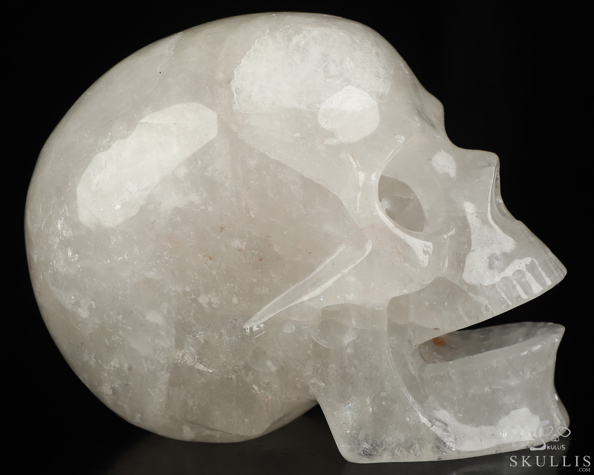 5.1" Angolan Quartz Rock Crystal Hand Carved Singing Crystal Skull Sculpture, Crystal Healing 5.1" Angolan Quartz Rock Crystal Hand Carved Singing Crystal Skull Sculpture, Crystal Healing