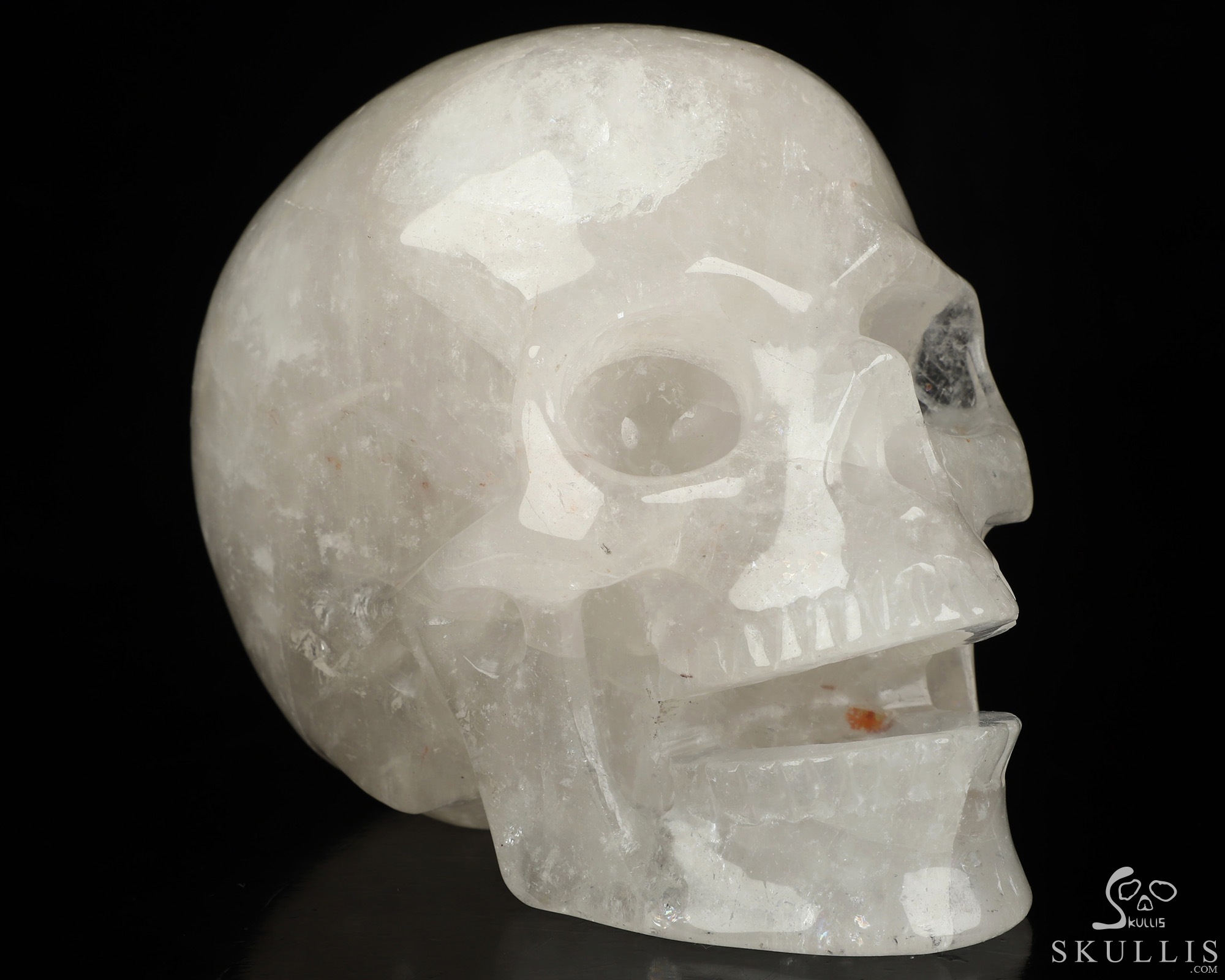 5.1" Angolan Quartz Rock Crystal Hand Carved Singing Crystal Skull Sculpture, Crystal Healing 5.1" Angolan Quartz Rock Crystal Hand Carved Singing Crystal Skull Sculpture, Crystal Healing