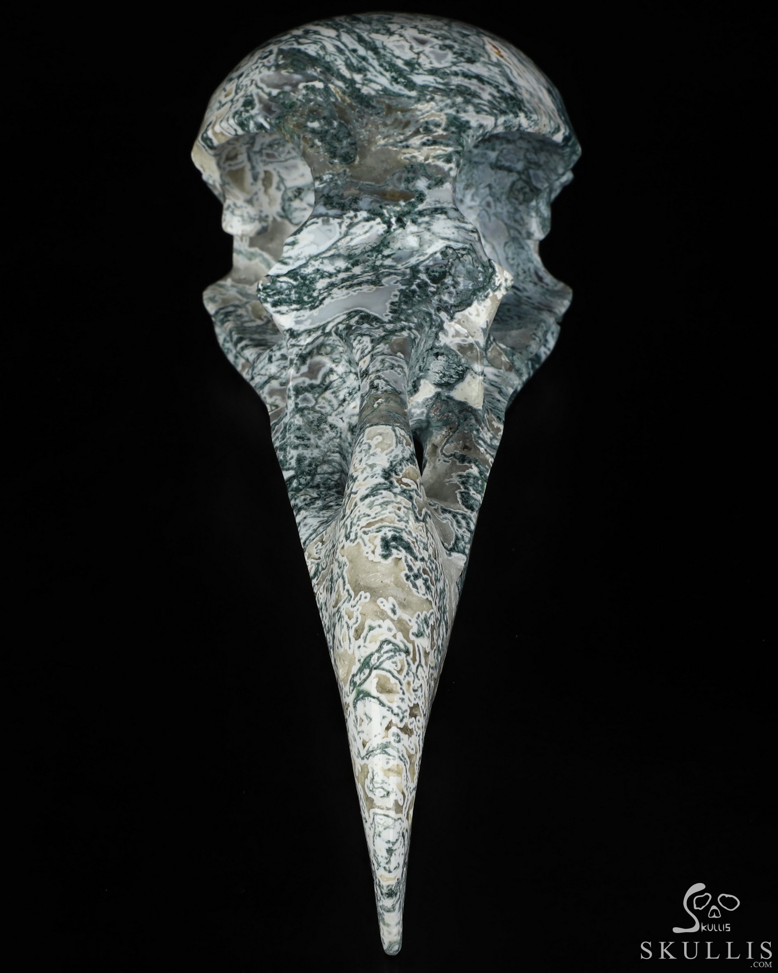 9.3" Tree Agate Hand Carved Raven Crystal Skull Sculpture, Crystal Healing 9.3" Tree Agate Hand Carved Raven Crystal Skull Sculpture, Crystal Healing