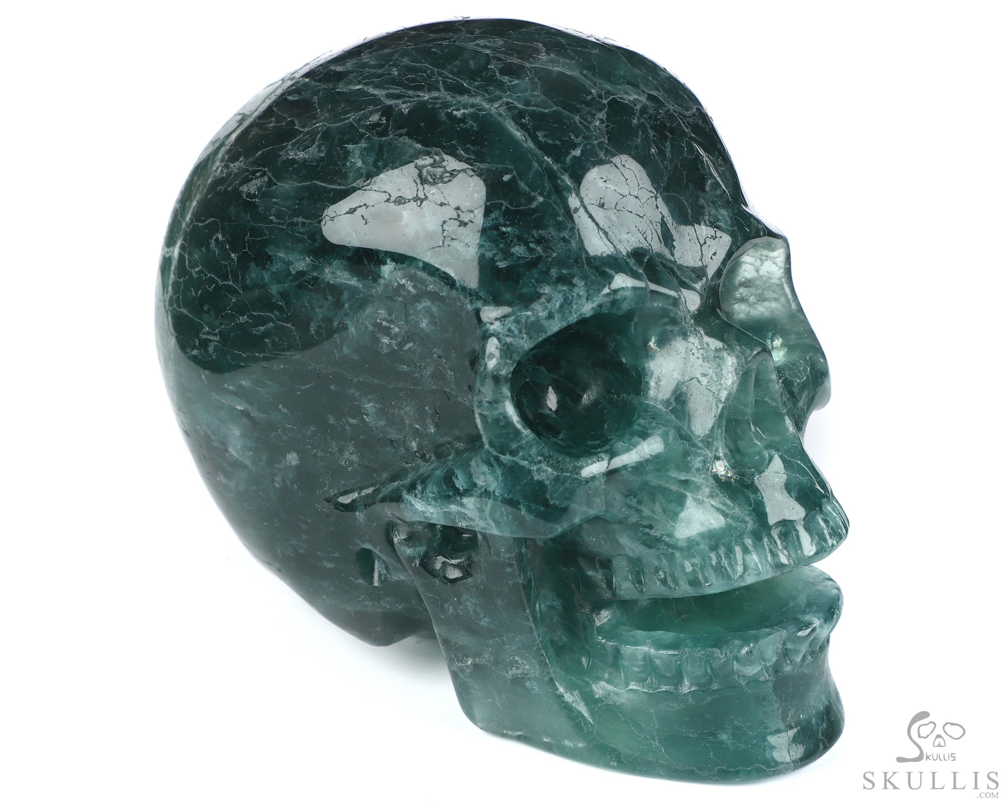 5.1" Fluorite Hand Carved Singing Crystal Skull Sculpture, Crystal Healing 5.1" Fluorite Hand Carved Singing Crystal Skull Sculpture, Crystal Healing
