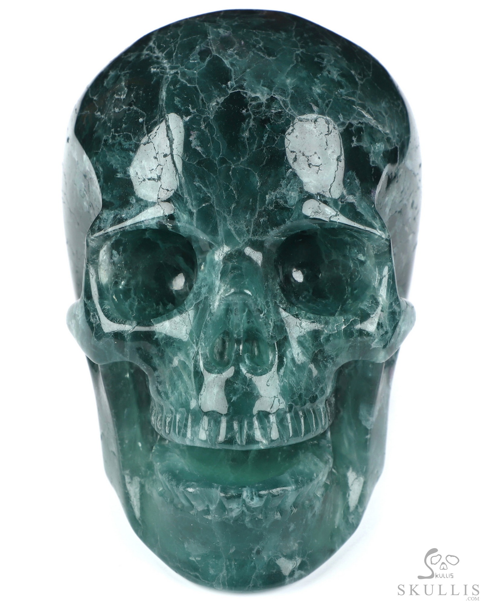 5.1" Fluorite Hand Carved Singing Crystal Skull Sculpture, Crystal Healing 5.1" Fluorite Hand Carved Singing Crystal Skull Sculpture, Crystal Healing