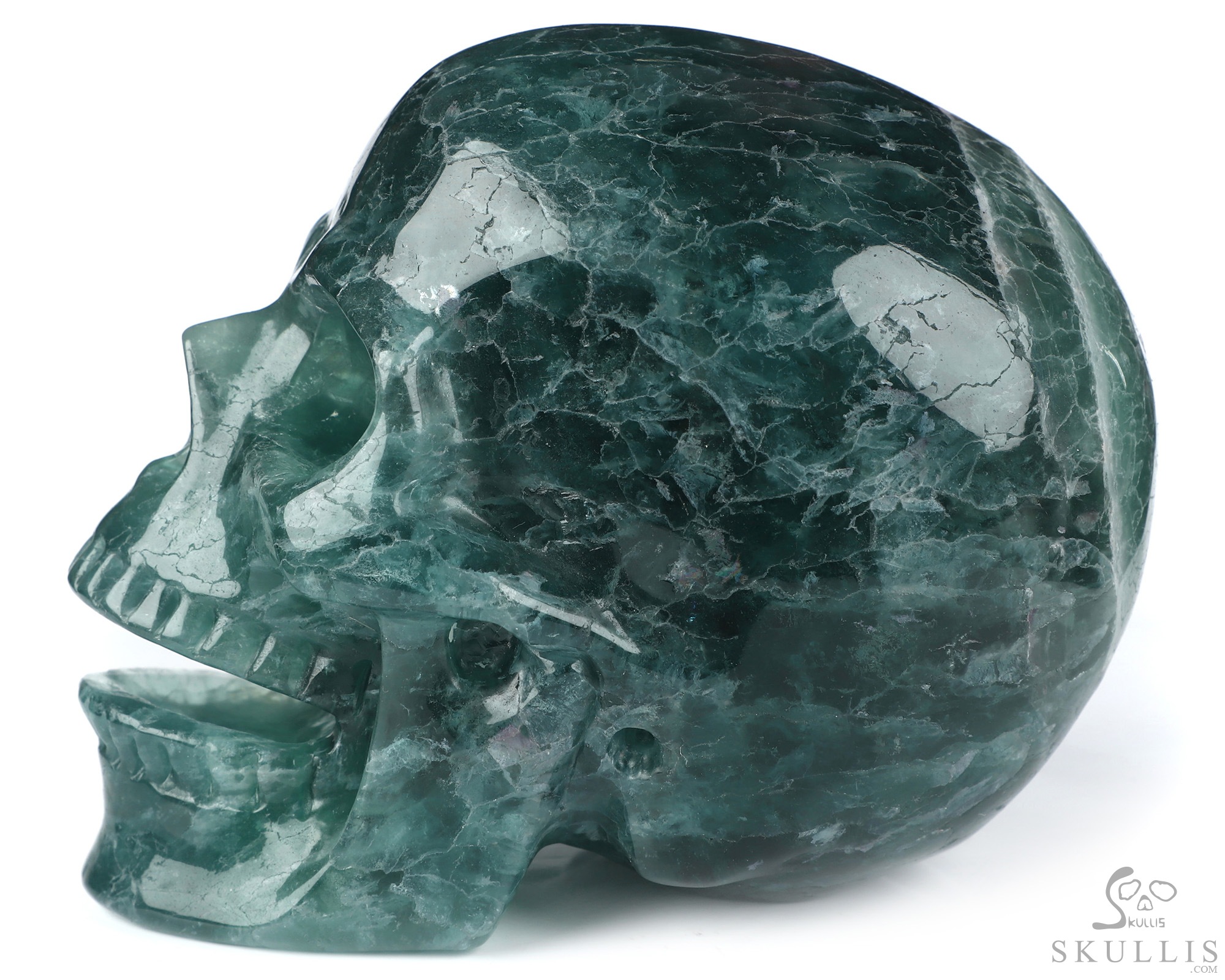 5.1" Fluorite Hand Carved Singing Crystal Skull Sculpture, Crystal Healing 5.1" Fluorite Hand Carved Singing Crystal Skull Sculpture, Crystal Healing