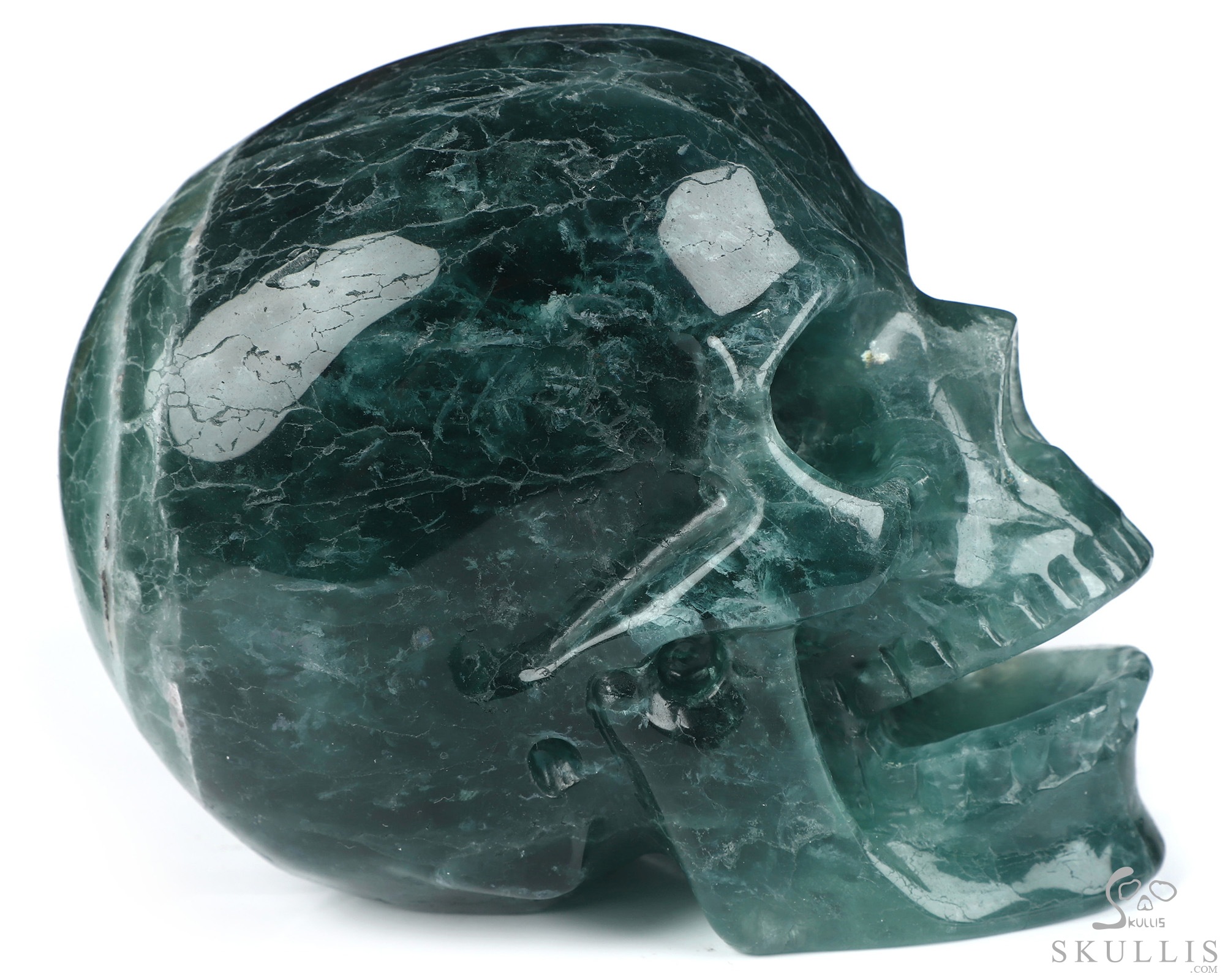 5.1" Fluorite Hand Carved Singing Crystal Skull Sculpture, Crystal Healing 5.1" Fluorite Hand Carved Singing Crystal Skull Sculpture, Crystal Healing